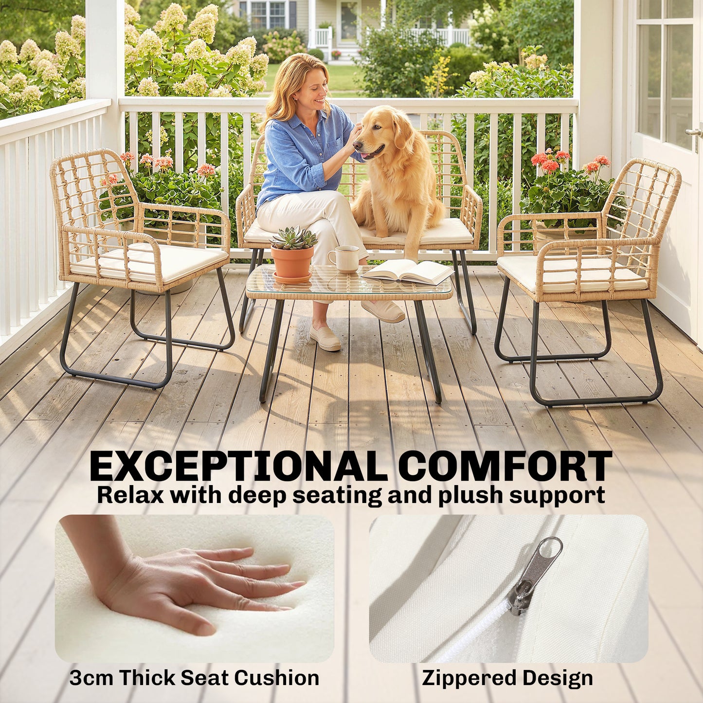 4 Piece Rattan Garden Furniture Set (2)