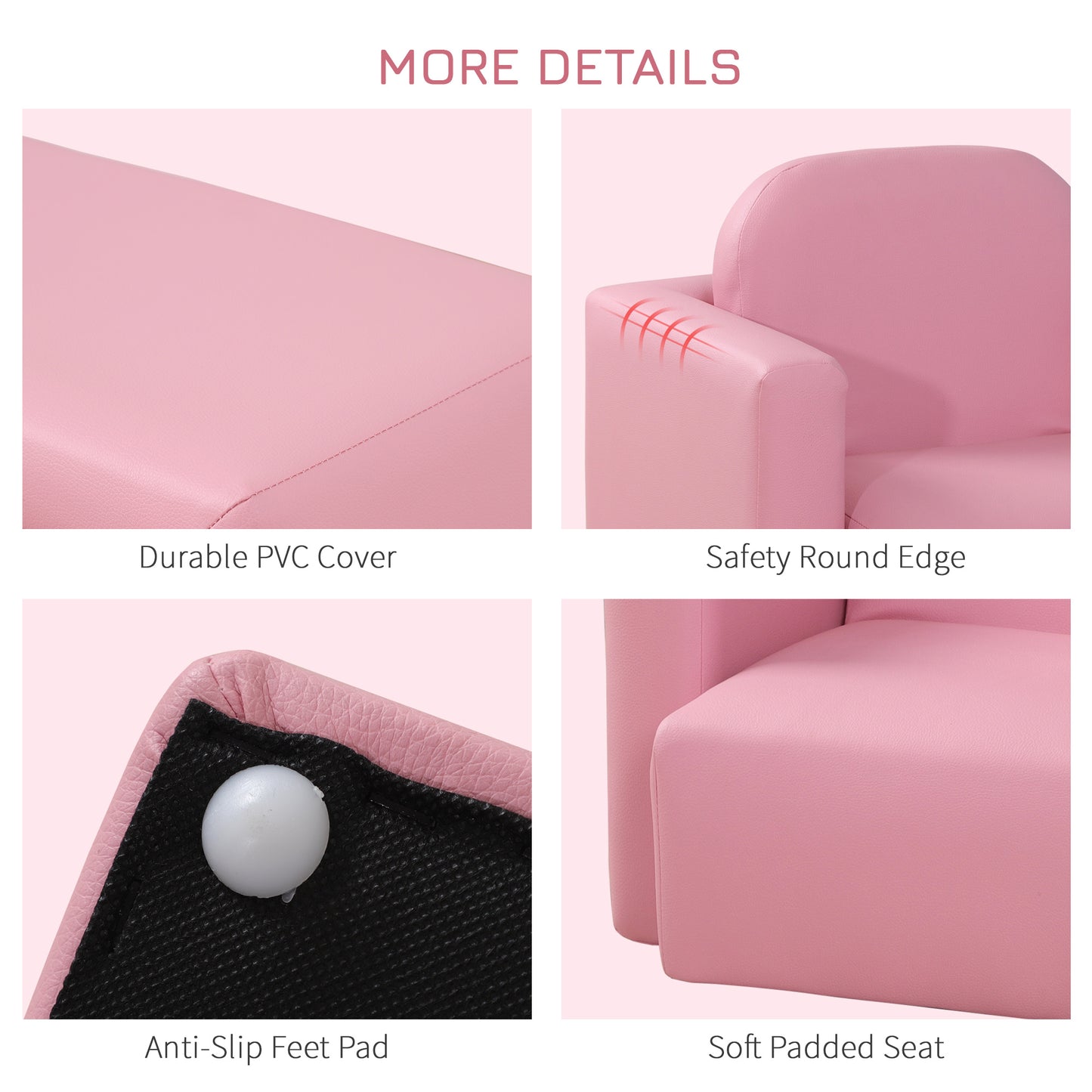2 In 1 Toddler Sofa Chair,  48 x 44 x 41 cm, for Game Relax Playroom