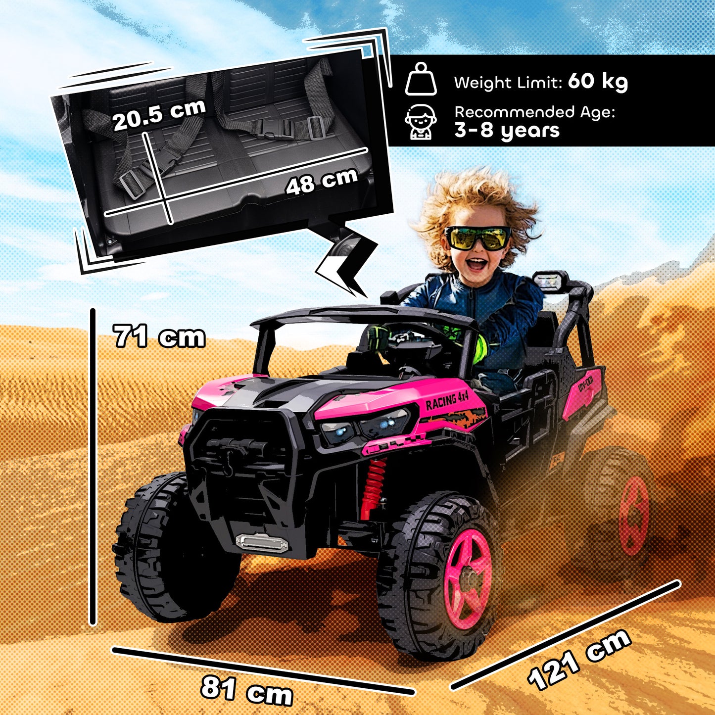 24V Electric Ride on Car, 2-Seater Electric Car for Kids with Remote