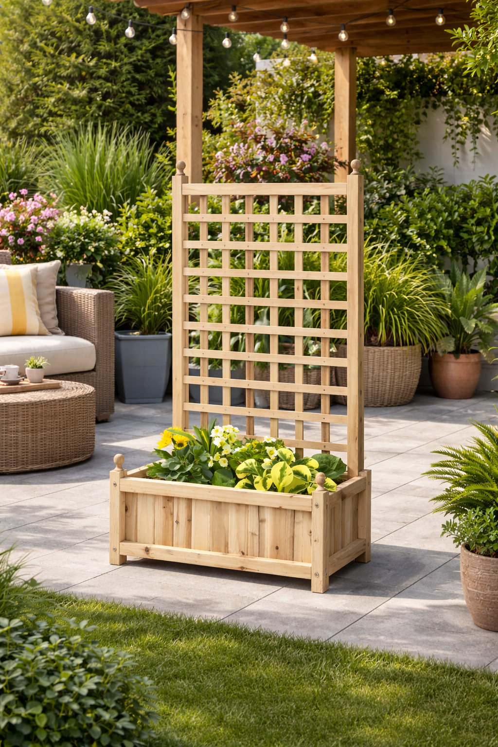 Garden Planters with Trellis for Climbing Vines