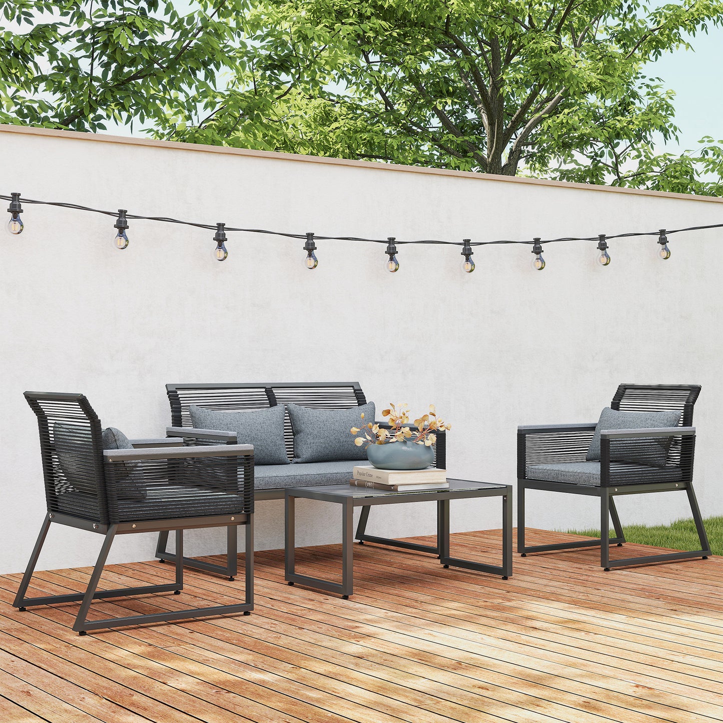 4 Pieces Rattan Garden Furniture Set (5)