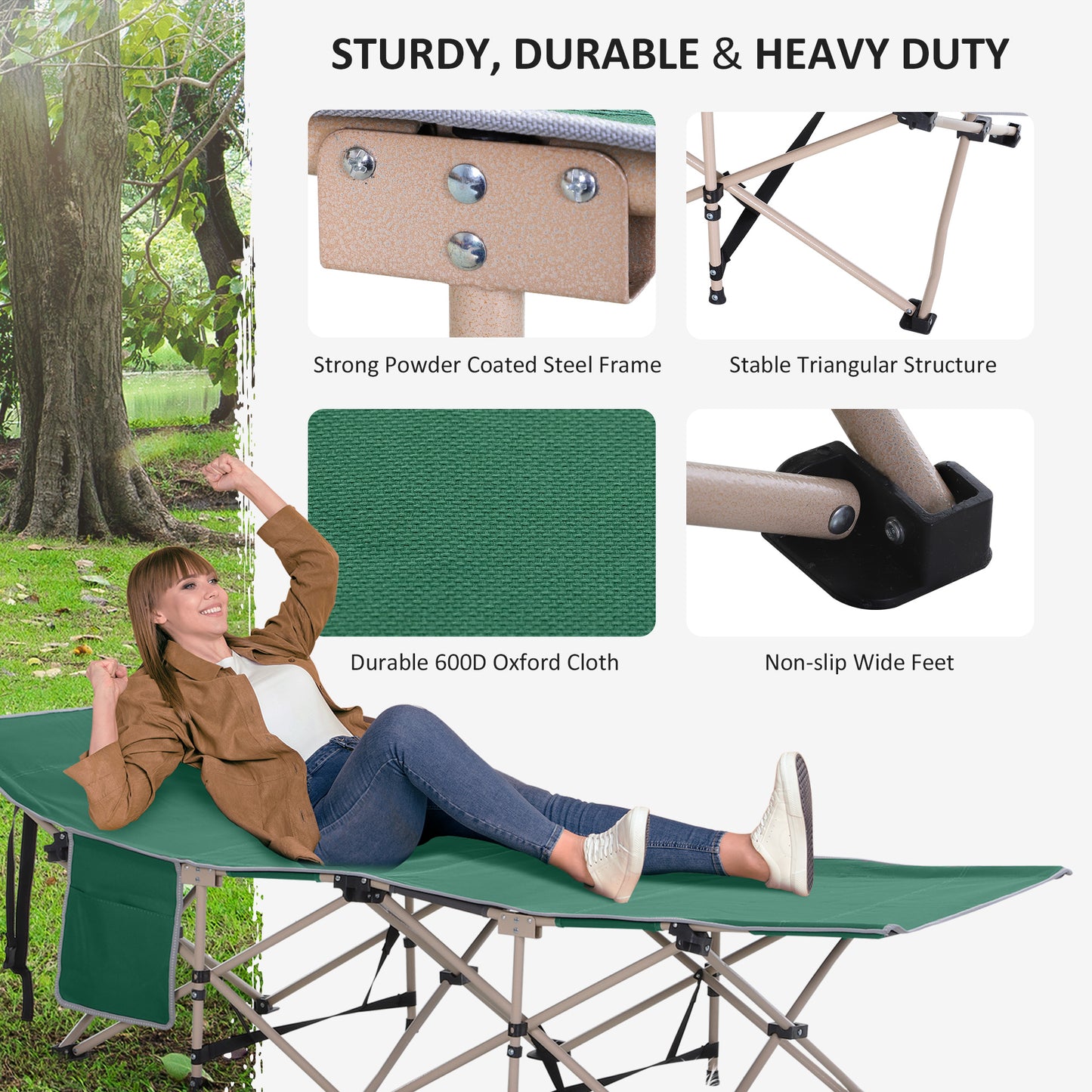 Single Person Camping Bed Folding Cot Outdoor Patio Portable