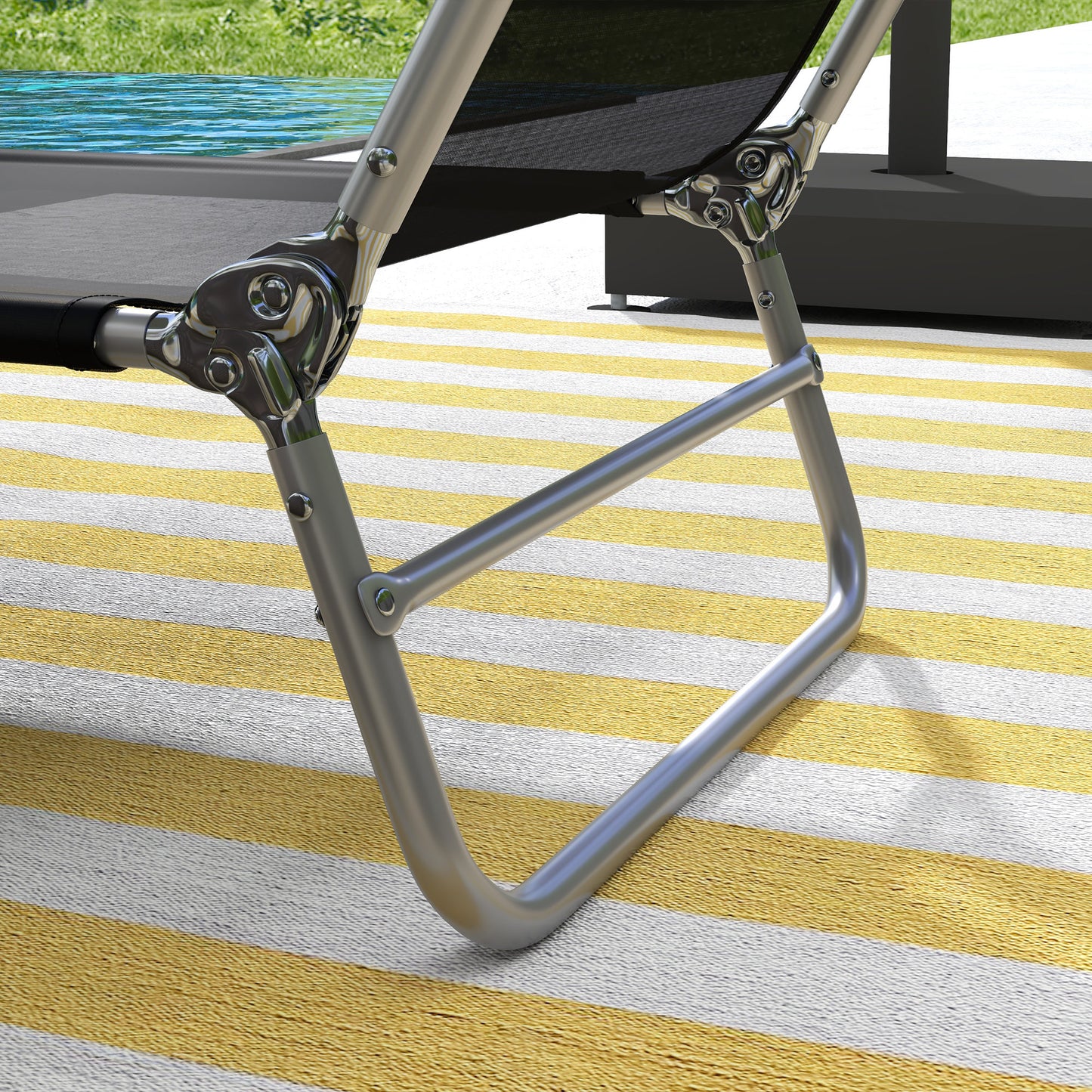 Set of Two Steel Frame Sun Loungers, with Reclining Backs (1)