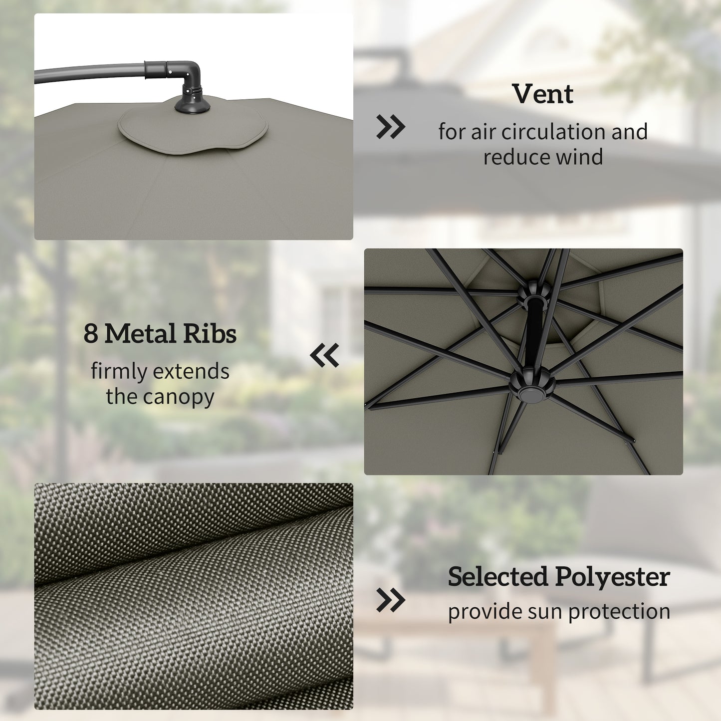 3m Overhanging Cantilever Parasol, with Cross Base (2)