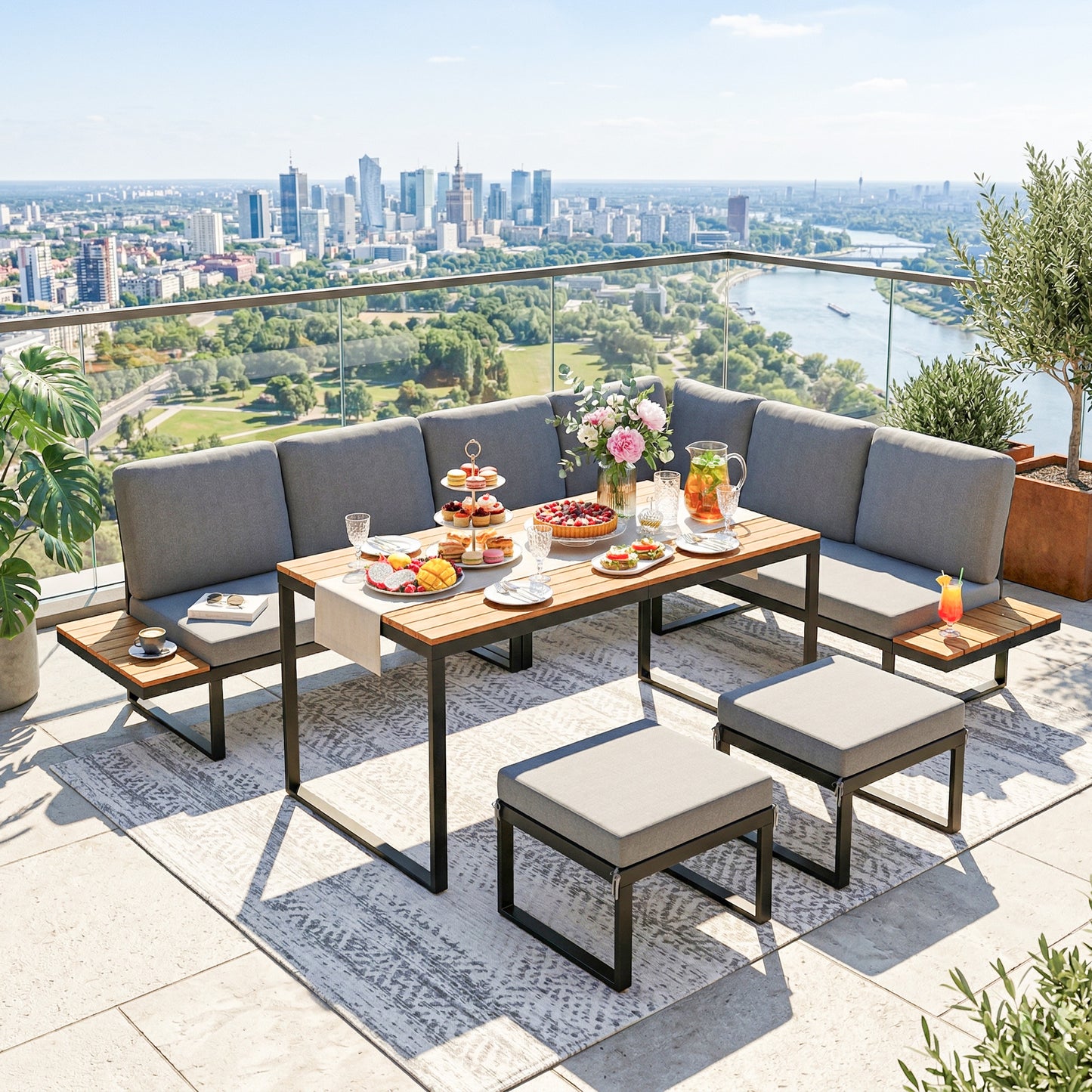 Patio Furniture Set Modular Garden Sofa Set 6 Pieces