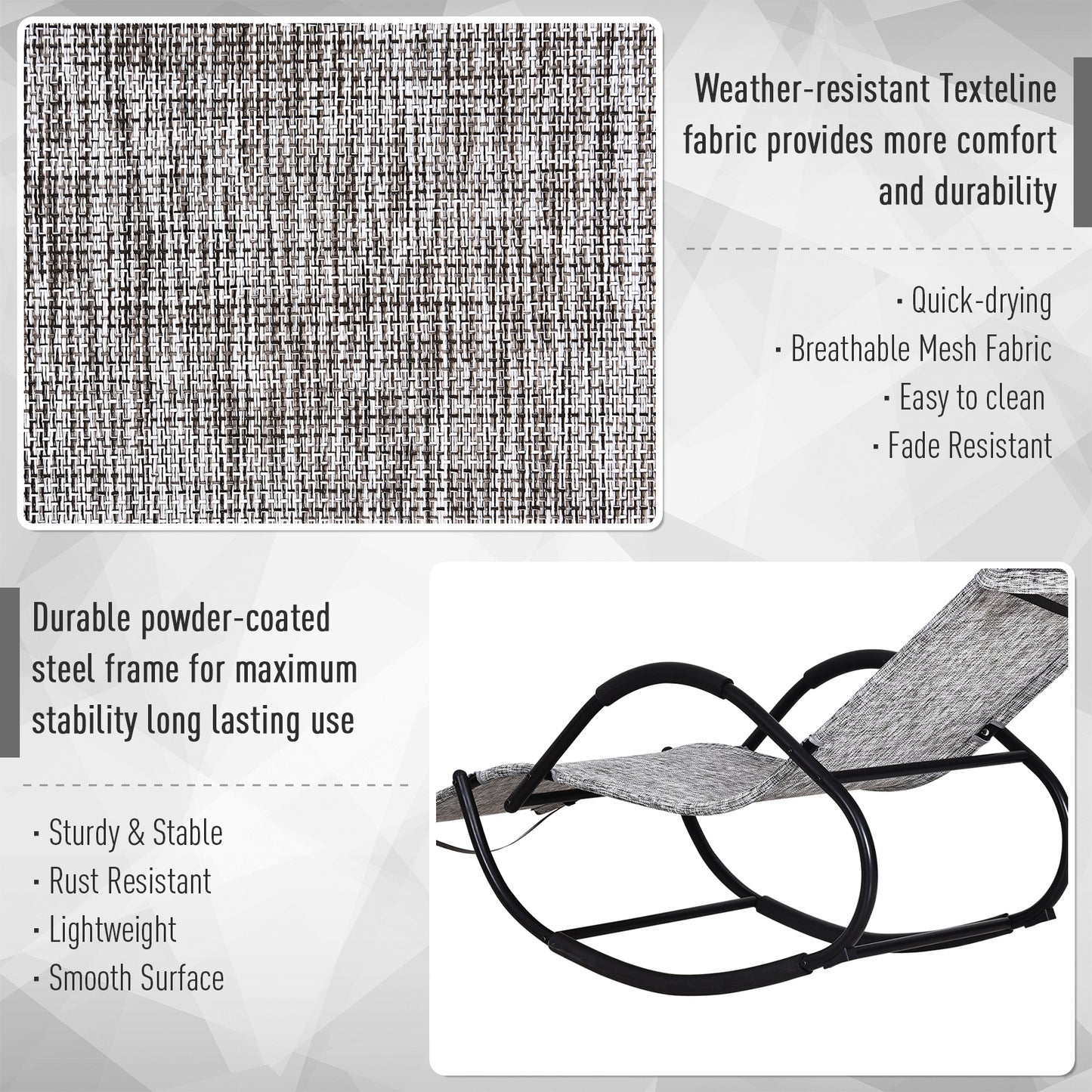 Steel Frame Zero Gravity Rocking Lounge Chair w/ Pillow