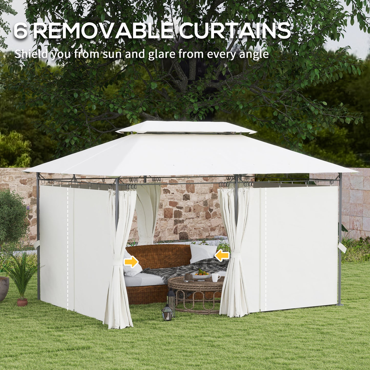 3 x 4m Metal Frame, Two-Tier Roof Gazebo