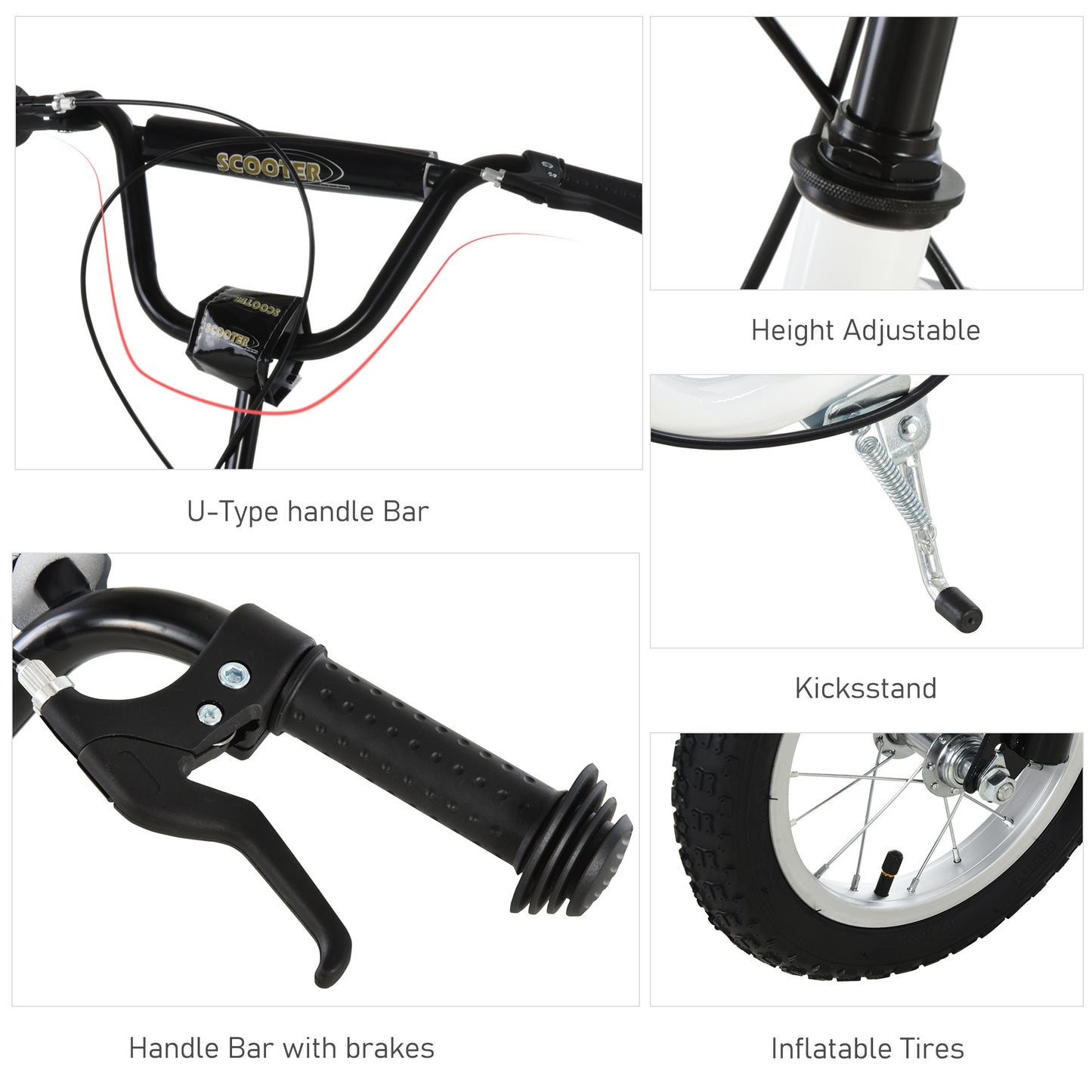 Dual Brakes 12" Metal frame Kick Scooter adjustable