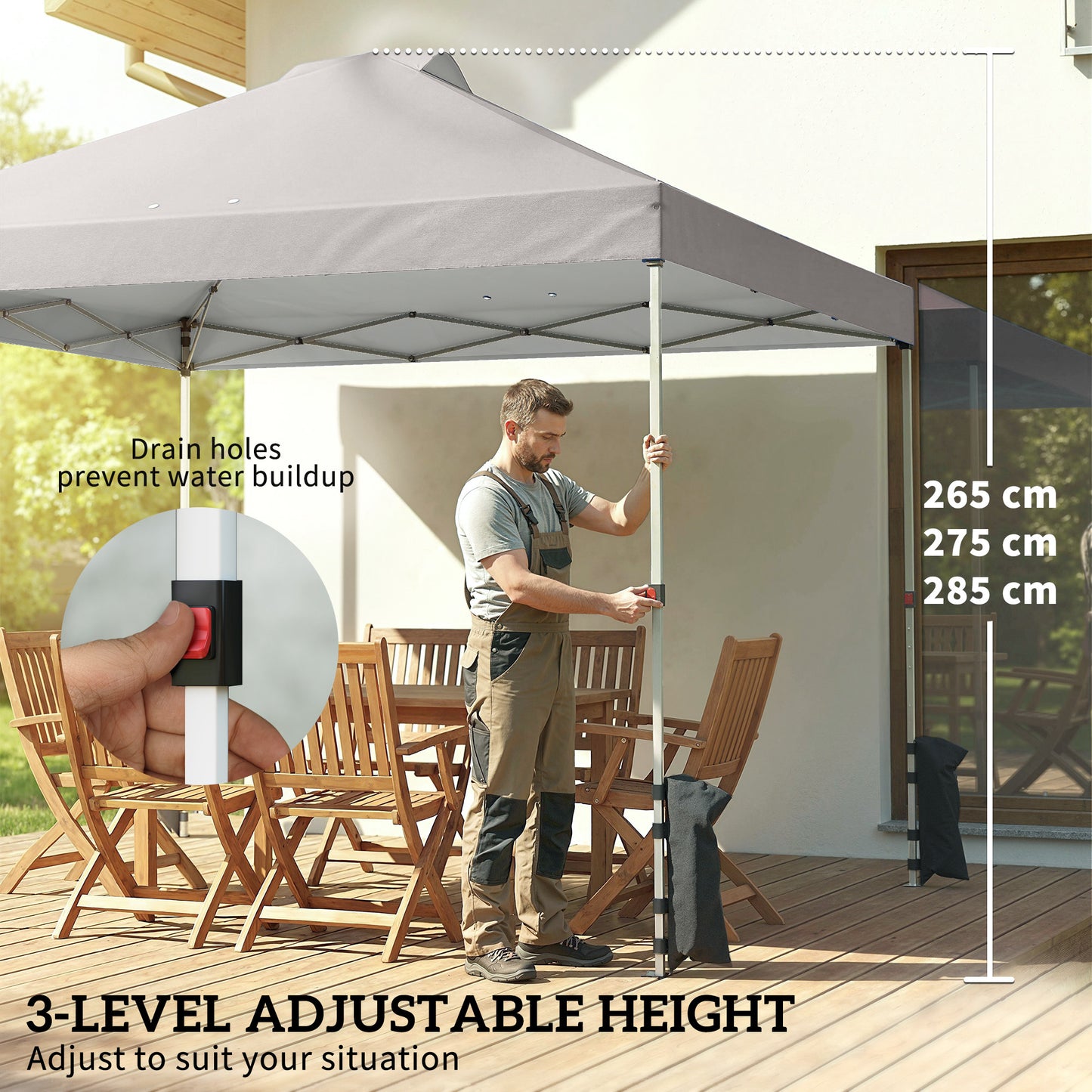 Pop Up Gazebo Waterproof Height Adjustable Canopy