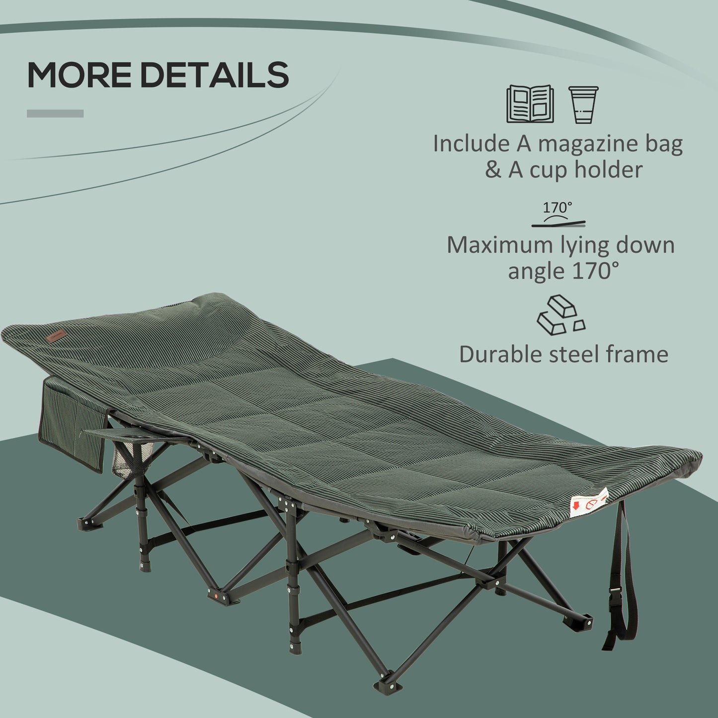 Foldable Camp Bed, Padded Patio Camping Bed with Carry Bag