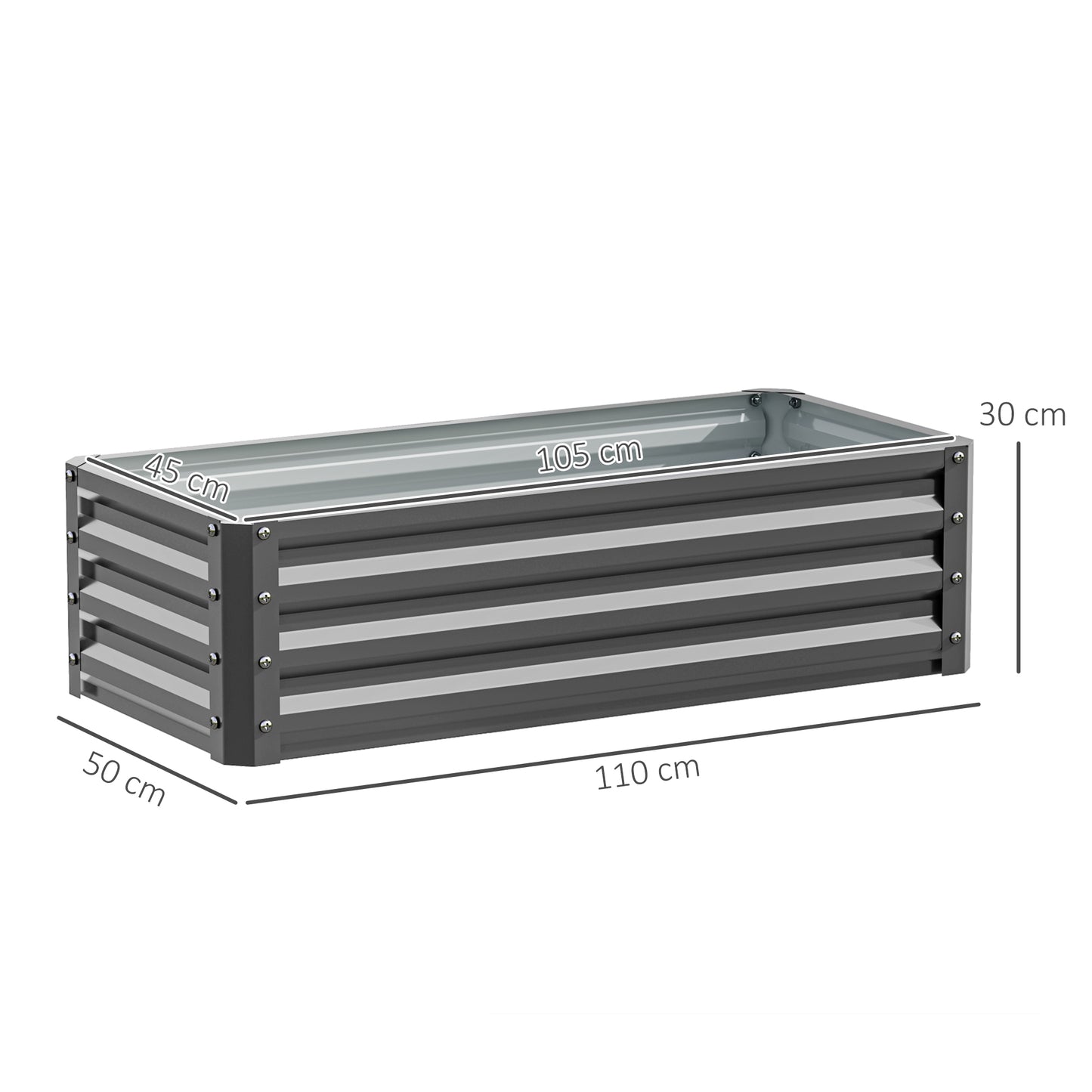 Set of Two 110 x 50cm Steel Planter Boxes