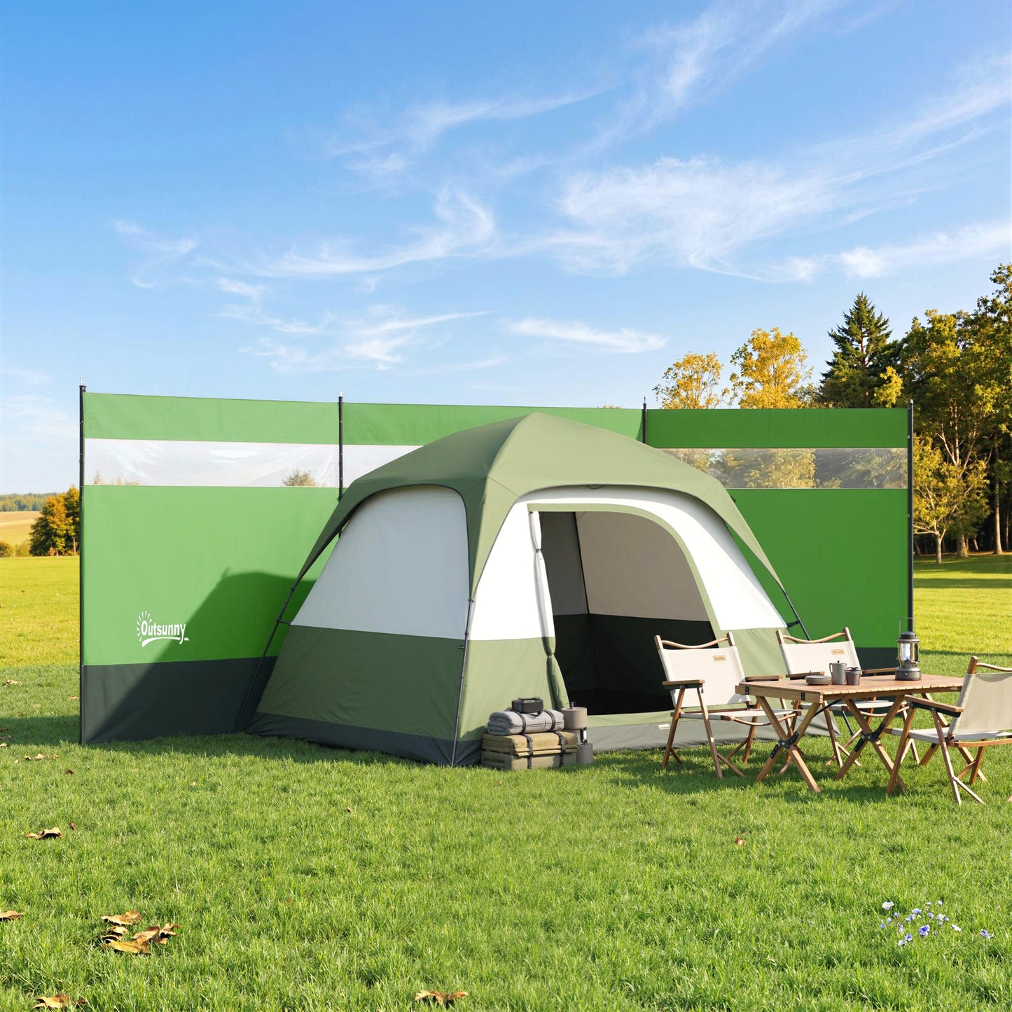 Camping Windbreaker with Clear Windows, Carry Bag and Steel Poles