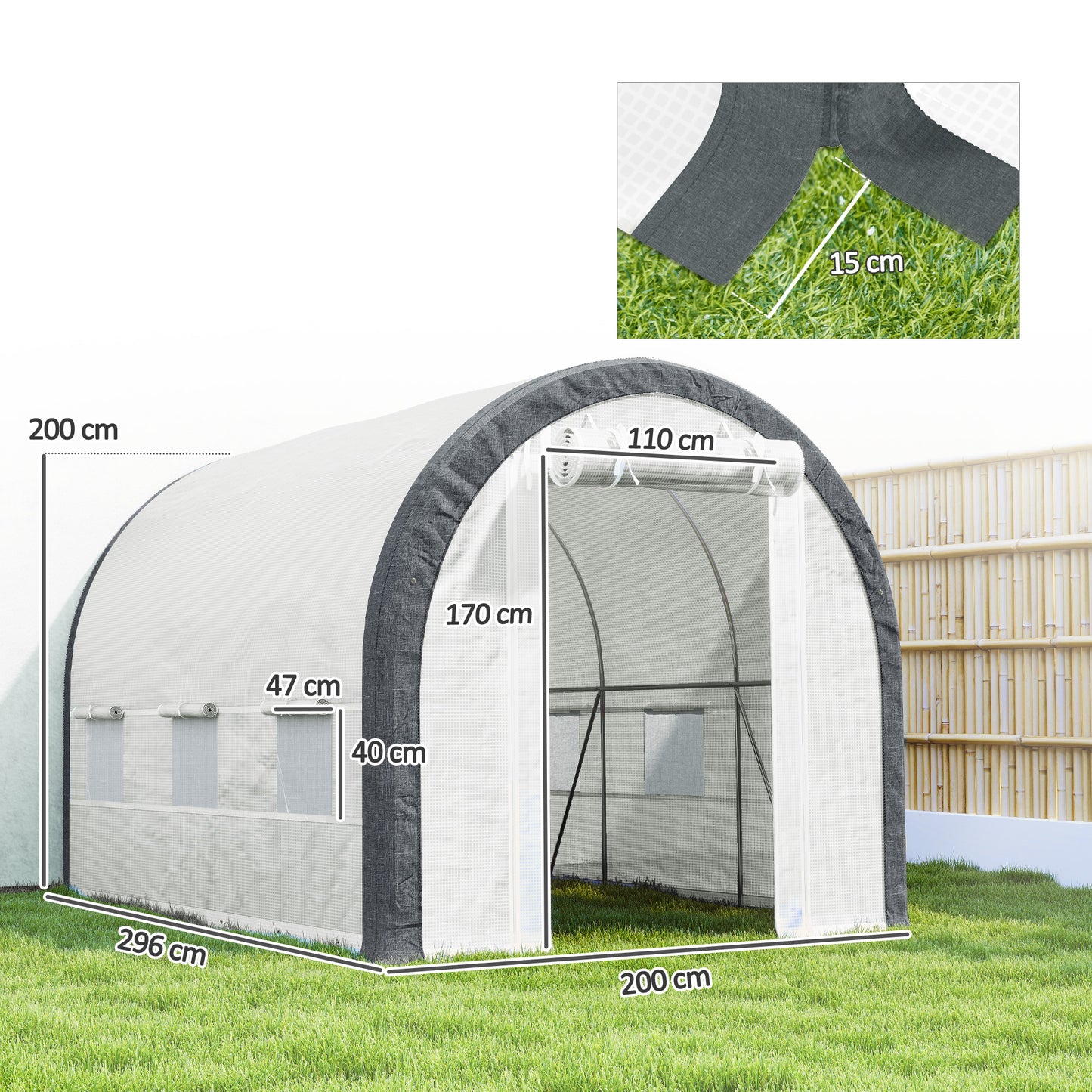 3 x 2(m) Walk-In Tunnel Greenhouse, with Accessories