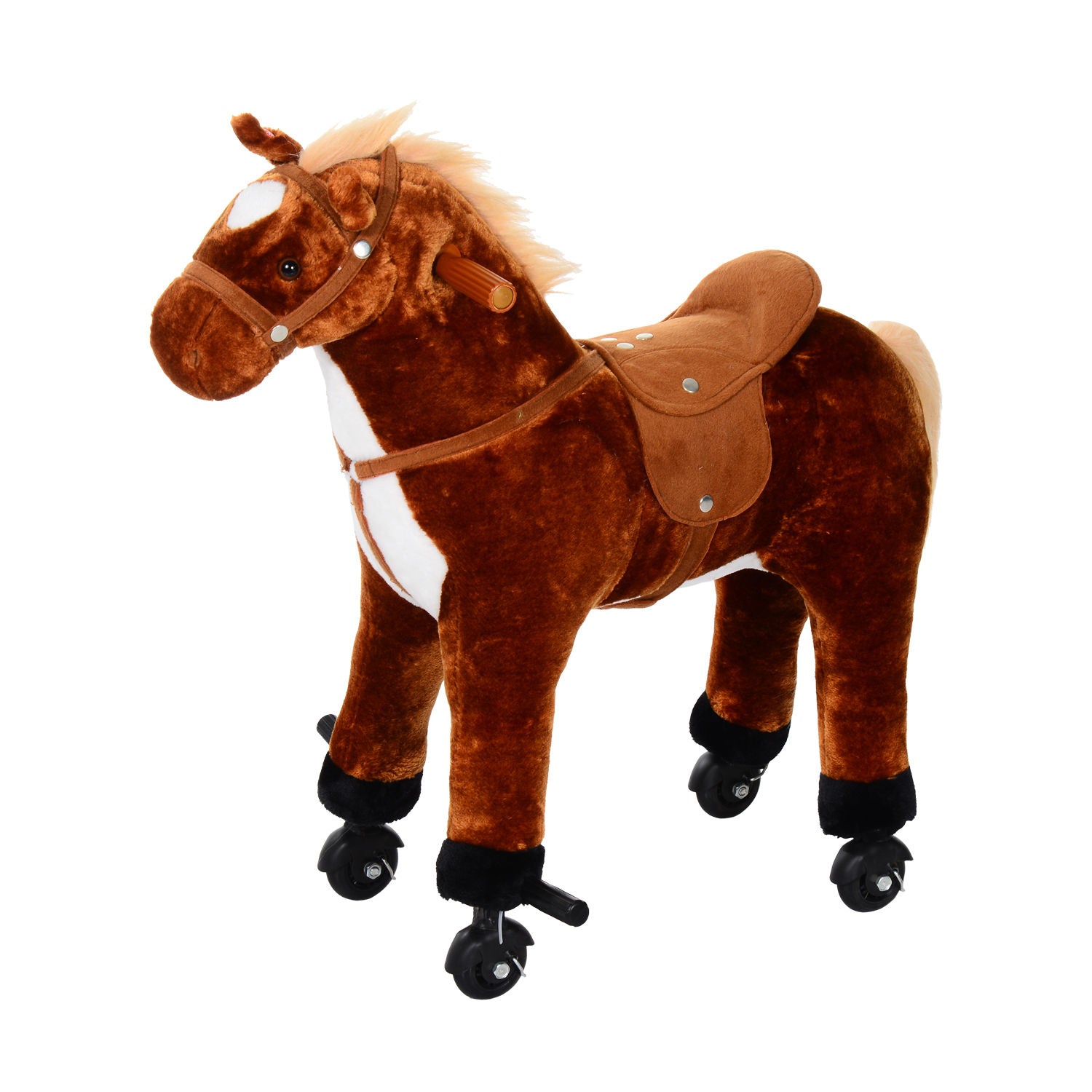 Plush Walking Horse Ride On Toy with Wheels