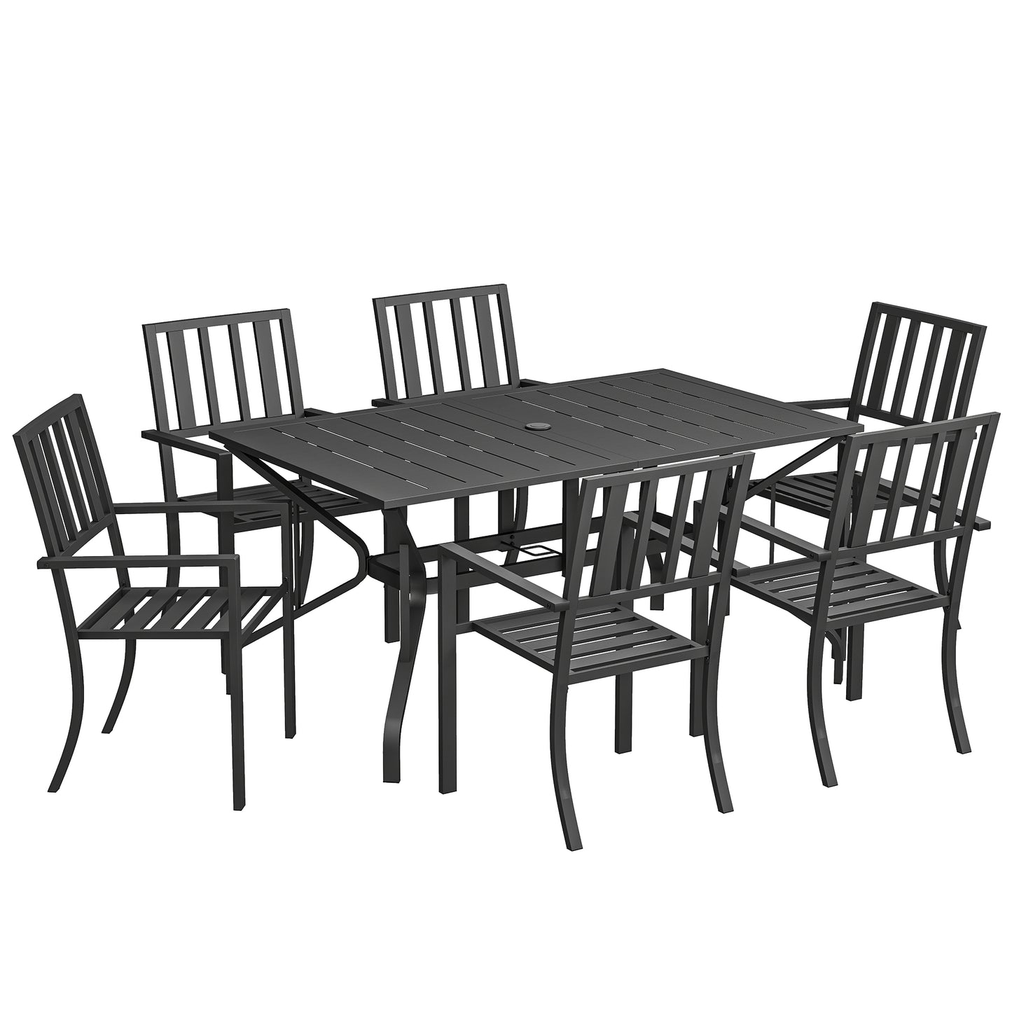 7 Pieces Garden Table and Chairs 6 Seater Outdoor Table and Chairs
