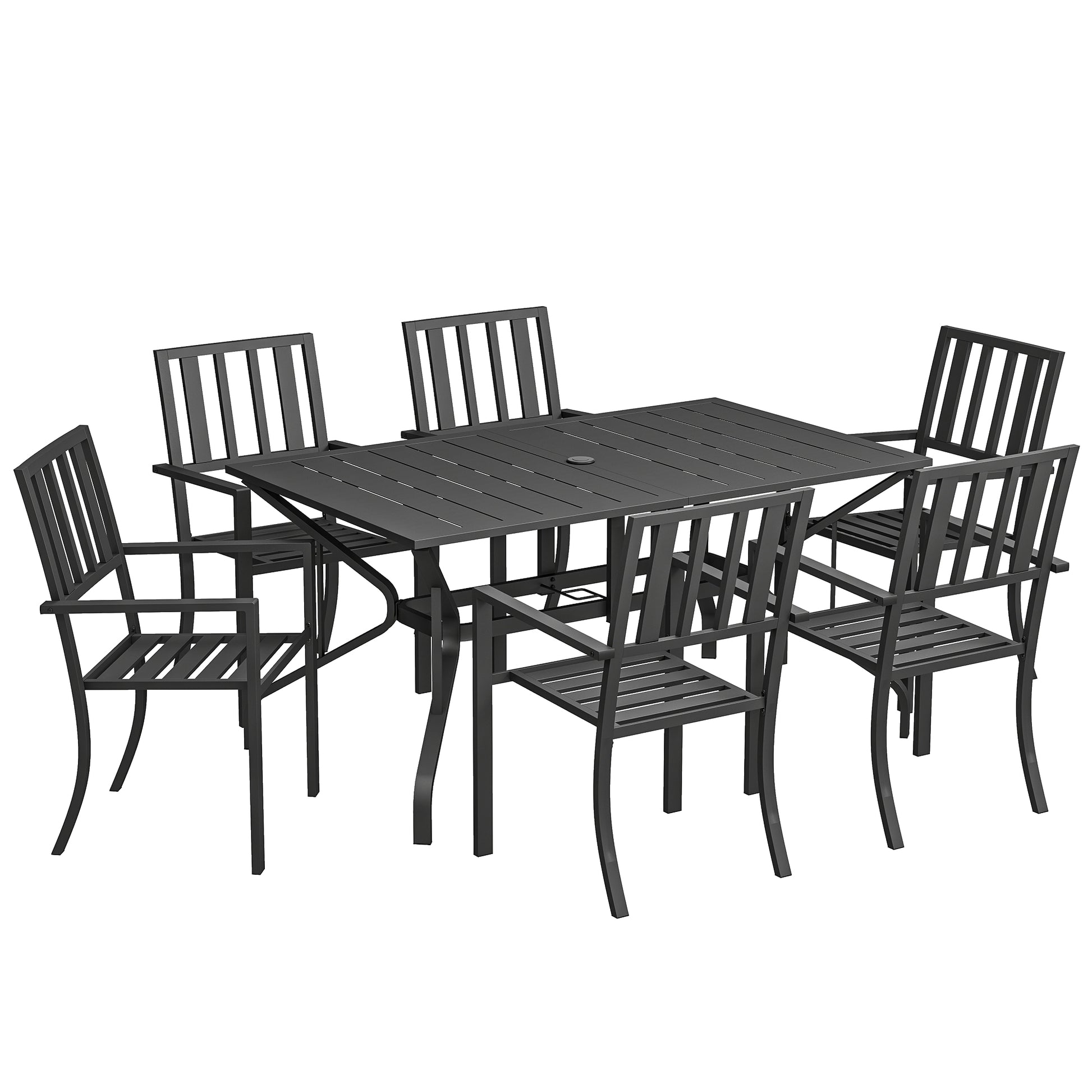 7 Pieces Garden Table and Chairs 6 Seater Outdoor Table and Chairs