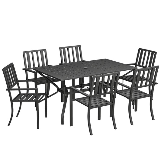 7 Pieces Garden Table and Chairs 6 Seater Outdoor Table and Chairs