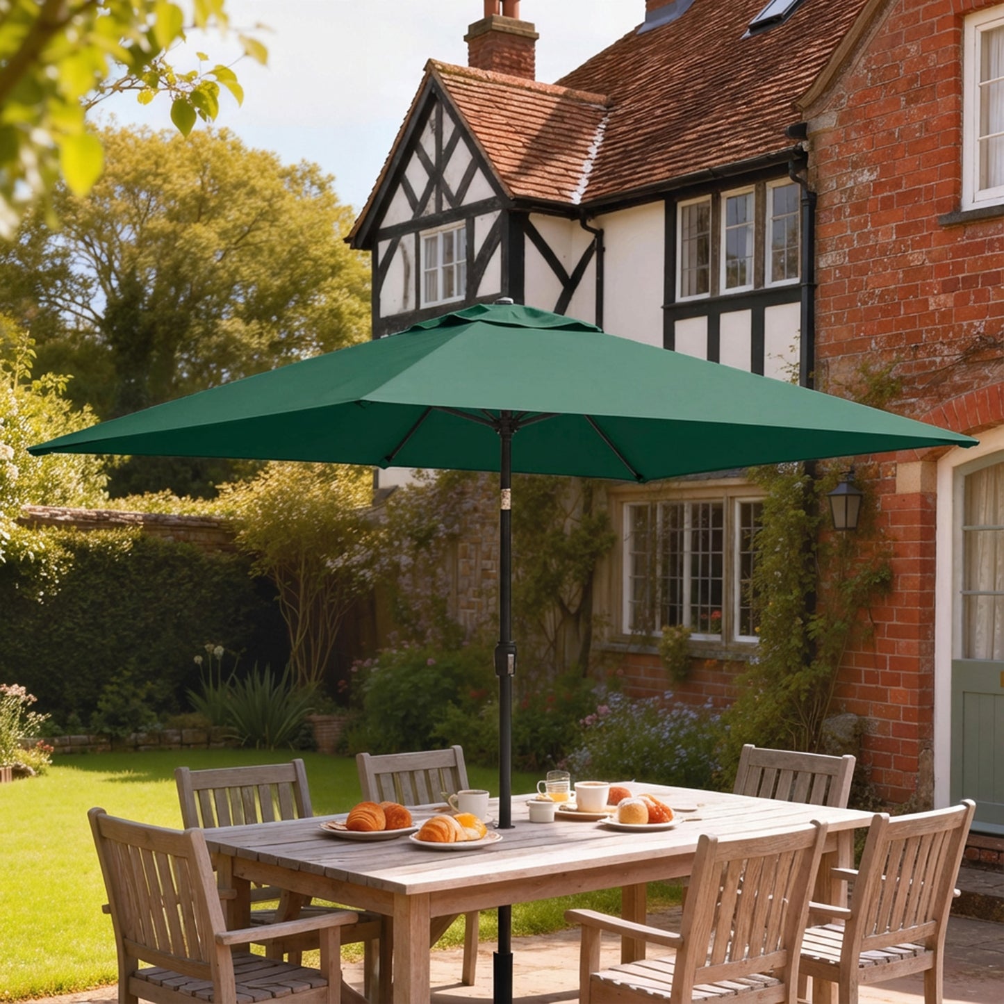 Garden Parasol, Parasol Umbrella with Crank Handle, Tilt Function