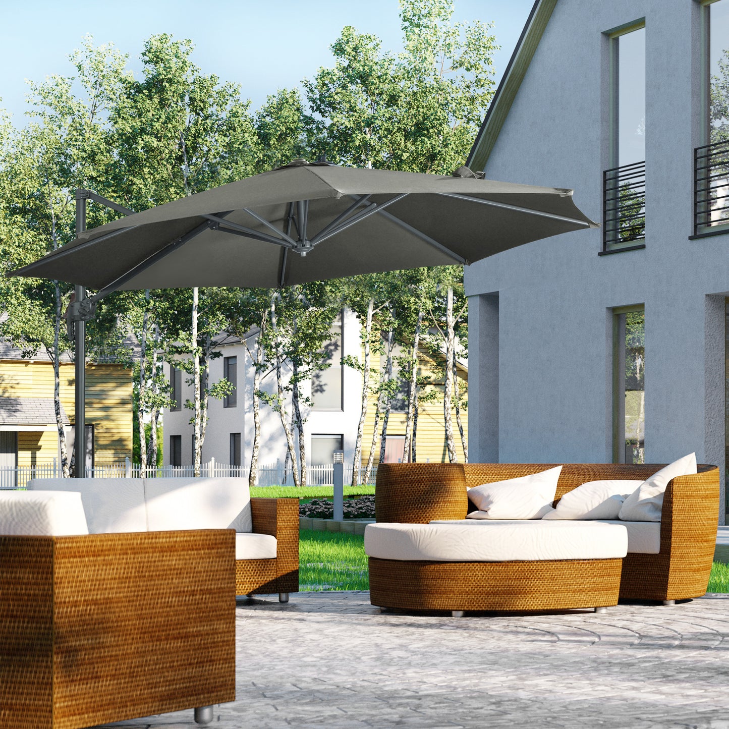 3 x 3(m) Cantilever Parasol with Cross Base
