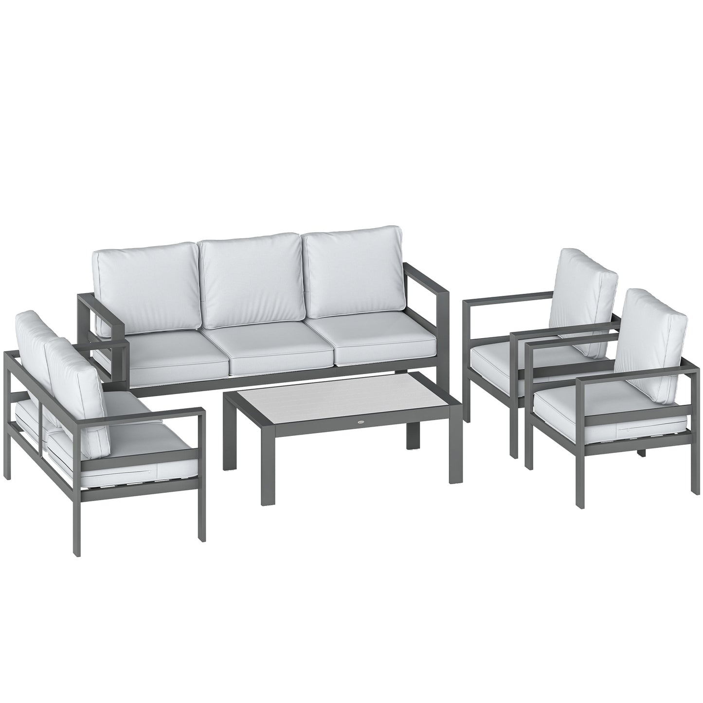 5 Pieces Aluminium Garden Furniture Set with Olefin Cushions
