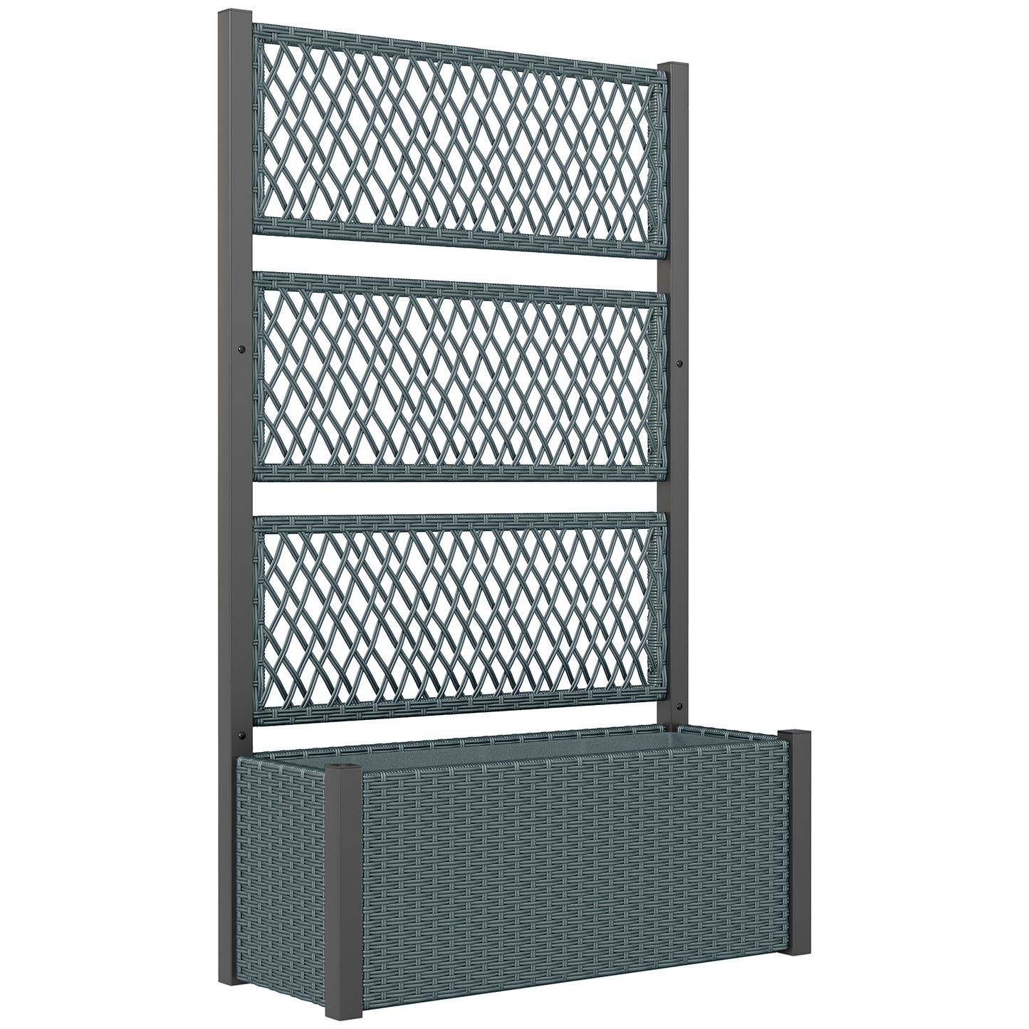 Garden Planter Box with Trellis, Liner for Climbing Plants (1)