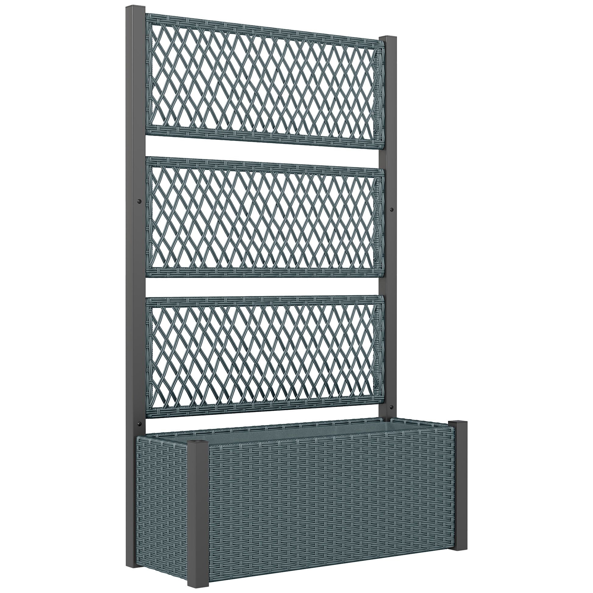 Garden Planter Box with Trellis, Liner for Climbing Plants (1)