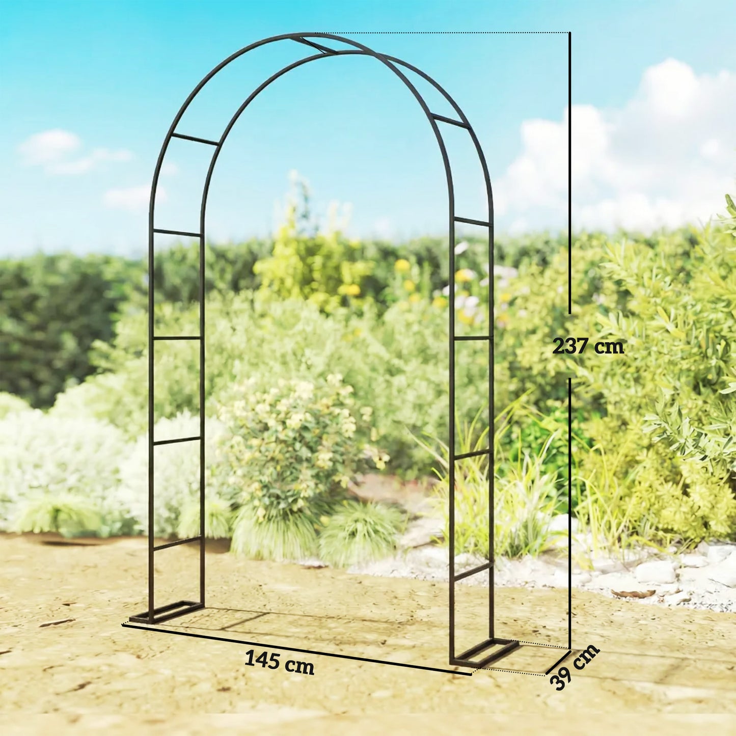 Garden Arch, 2.4 m High x 1.5 m Wide Metal Garden Trellis