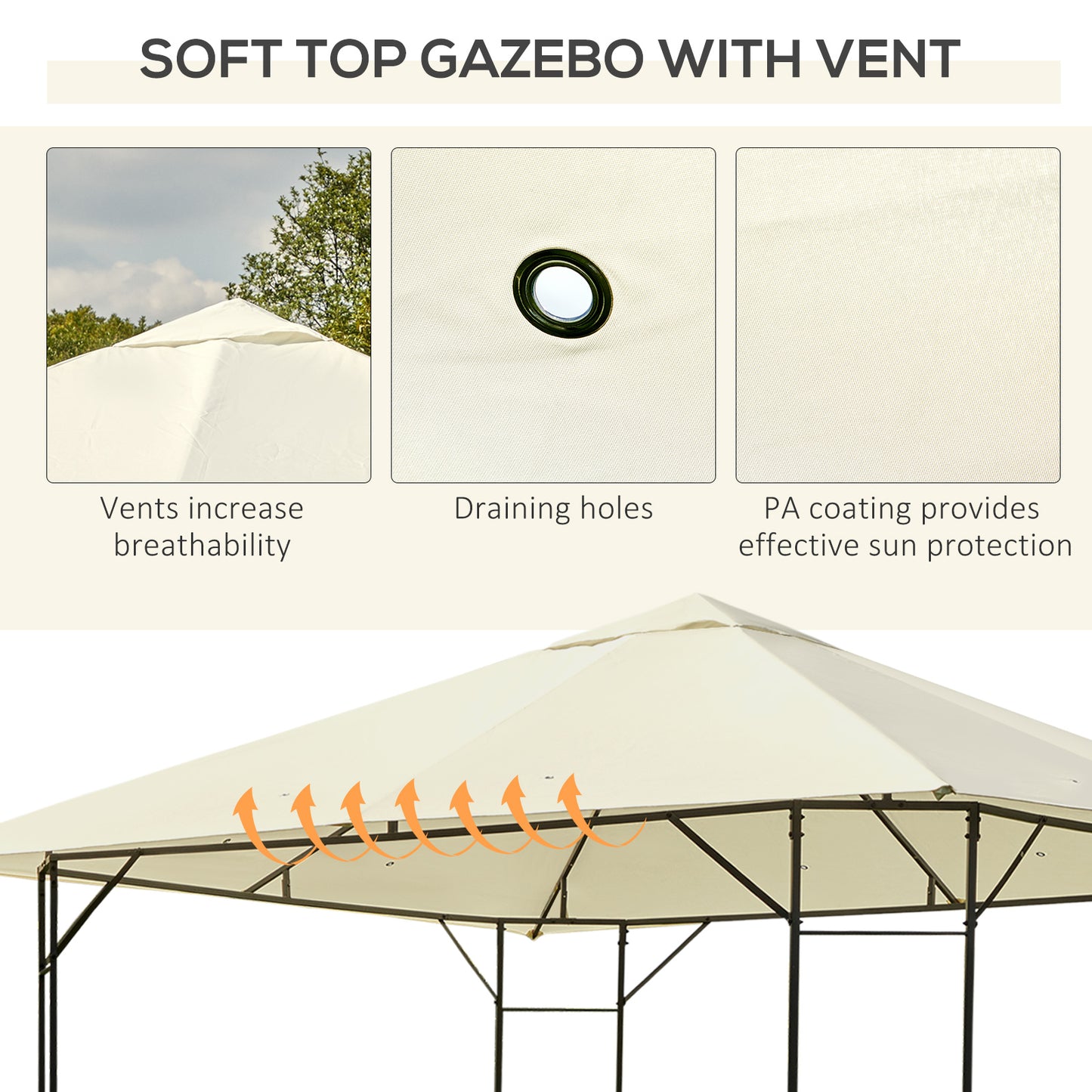 3 x 3 Meters Patio Garden Metal Gazebo Marquee Steel Frame