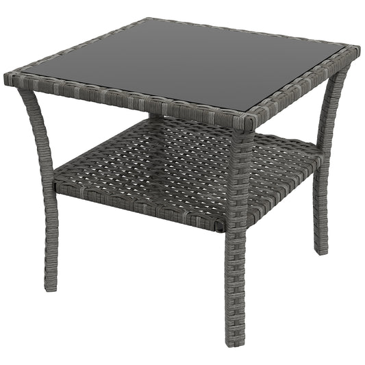 Two-tier PE Rattan Square Coffee Table