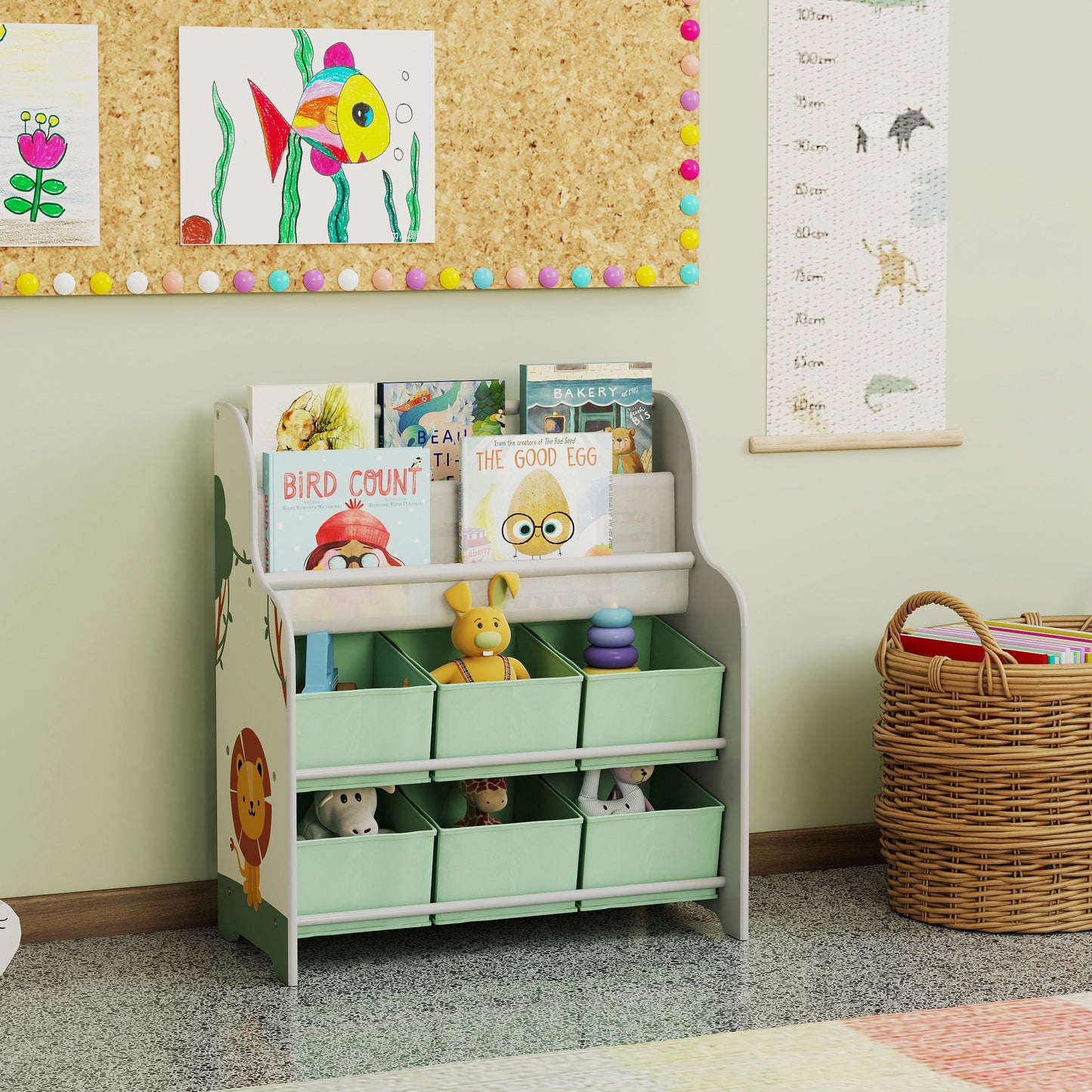 Kids Storage Unit, Toy Organiser with 6 Fabric Drawers