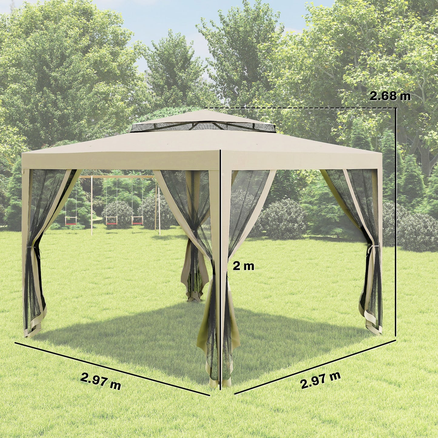 3 x 3 m Gazebo, Netting Party Tent