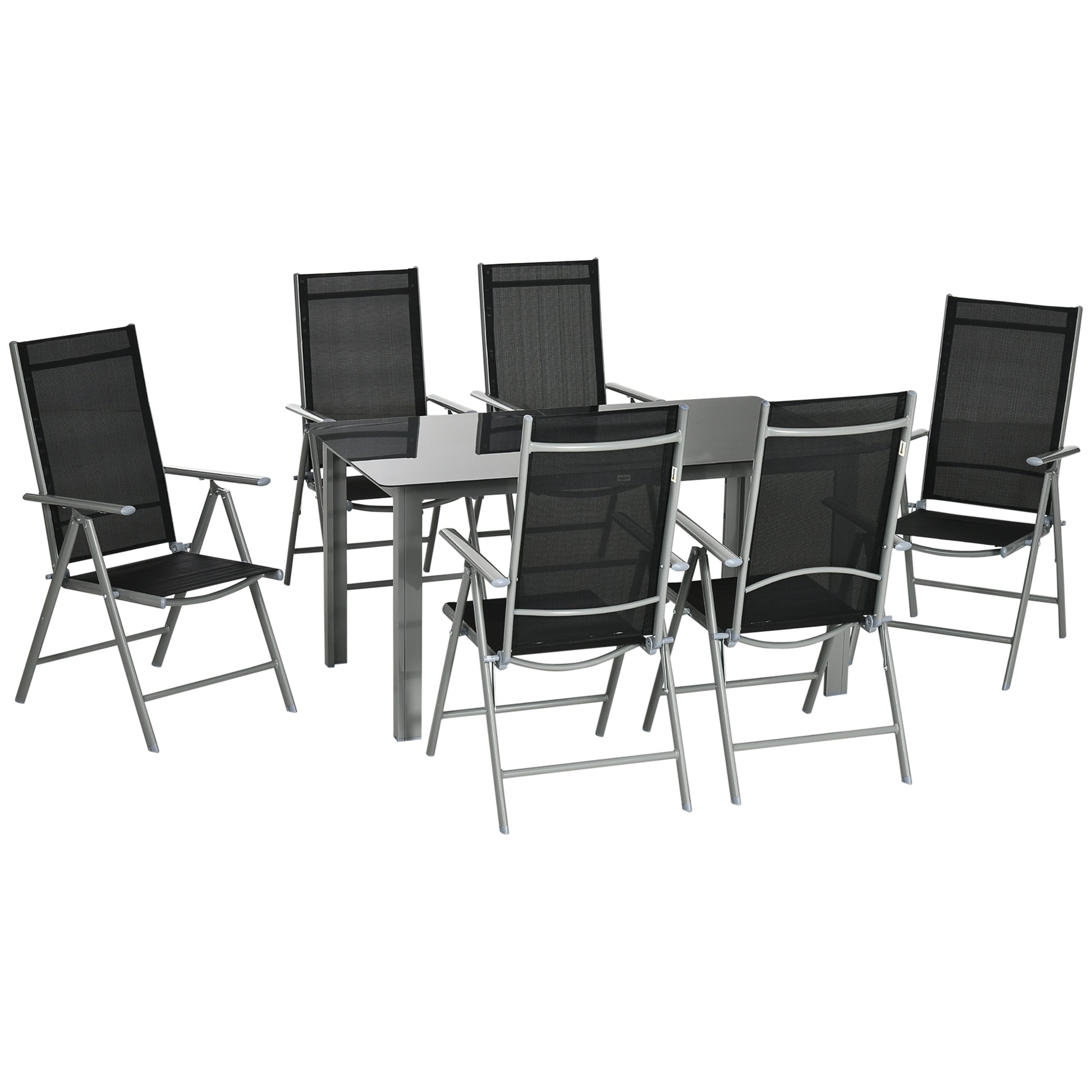 7 Piece Garden Dining Set, Outdoor Table and 6  Folding