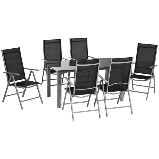 7 Piece Garden Dining Set, Outdoor Table and 6  Folding