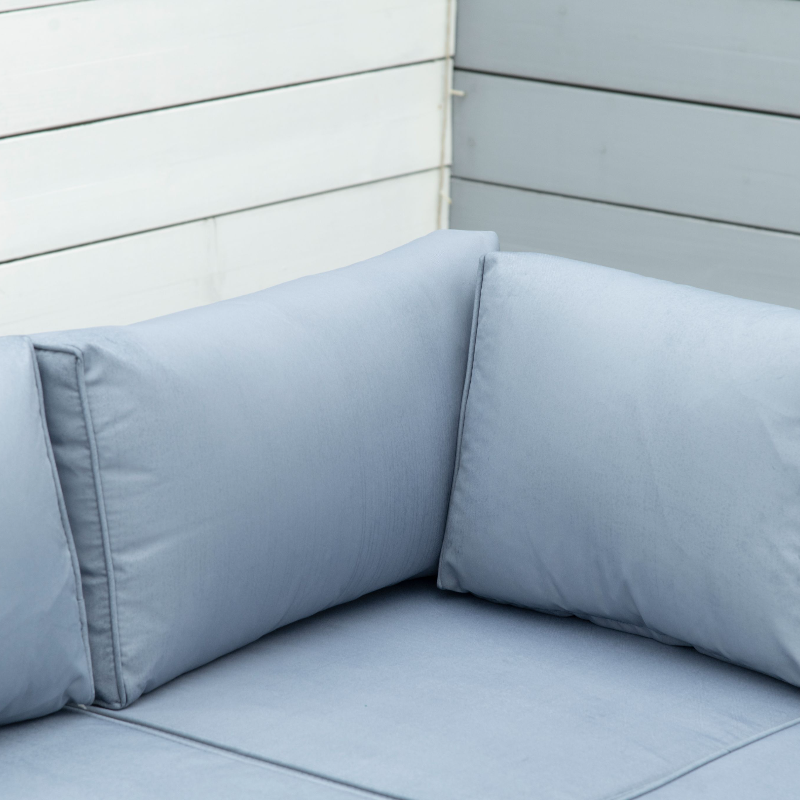 Four-Piece Rattan Sofa Set with 11 Cushions, Steal Frame