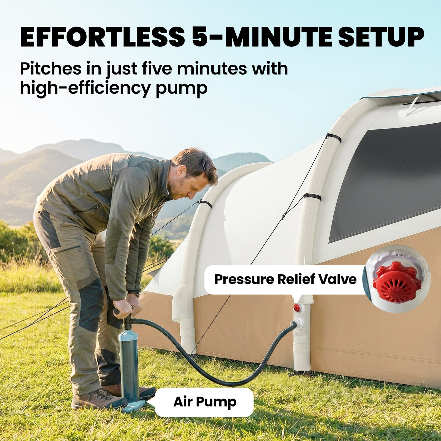 Inflatable Camping Tent w/ Air Pump