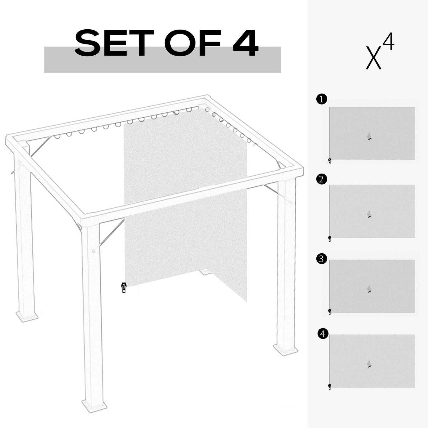 4 Pack Replacement Gazebo Curtains Privacy Panel