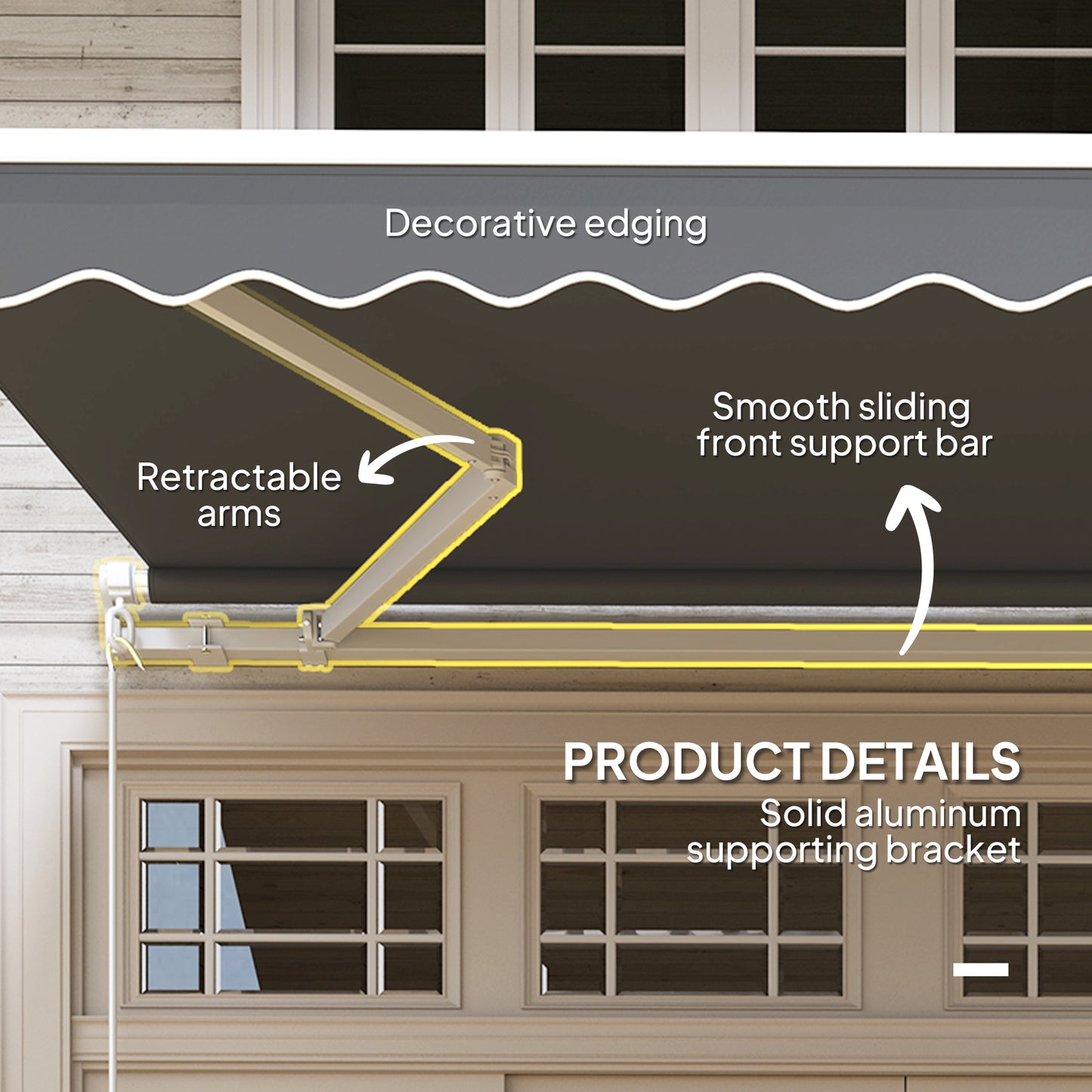 3 x 2.5m Garden Patio Manual Awning