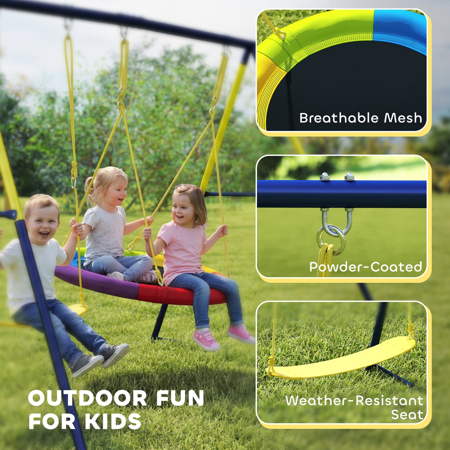 Kids Swing Set with Double Swings