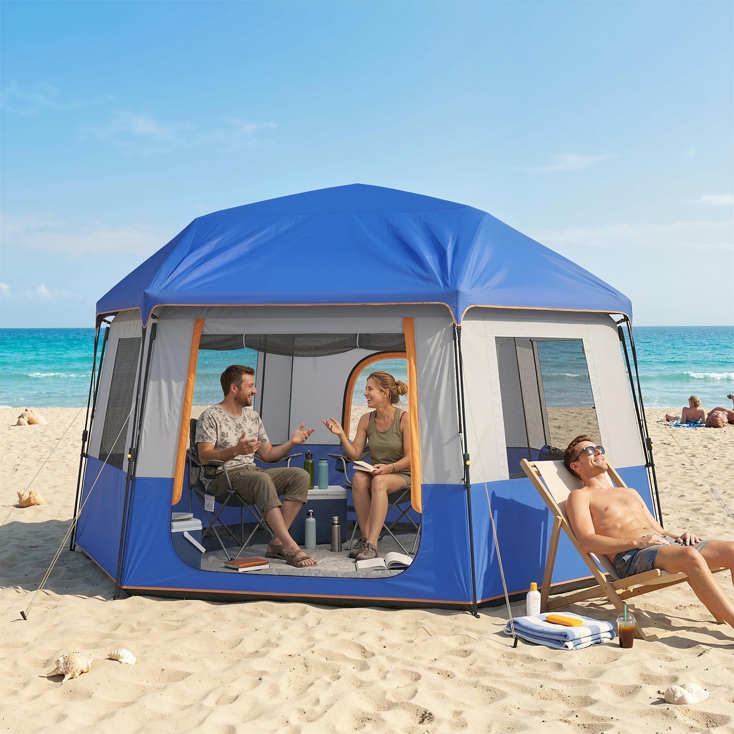 Cabin Tent Easy Setup 3000mm Waterproof Camping Tent 4 Person