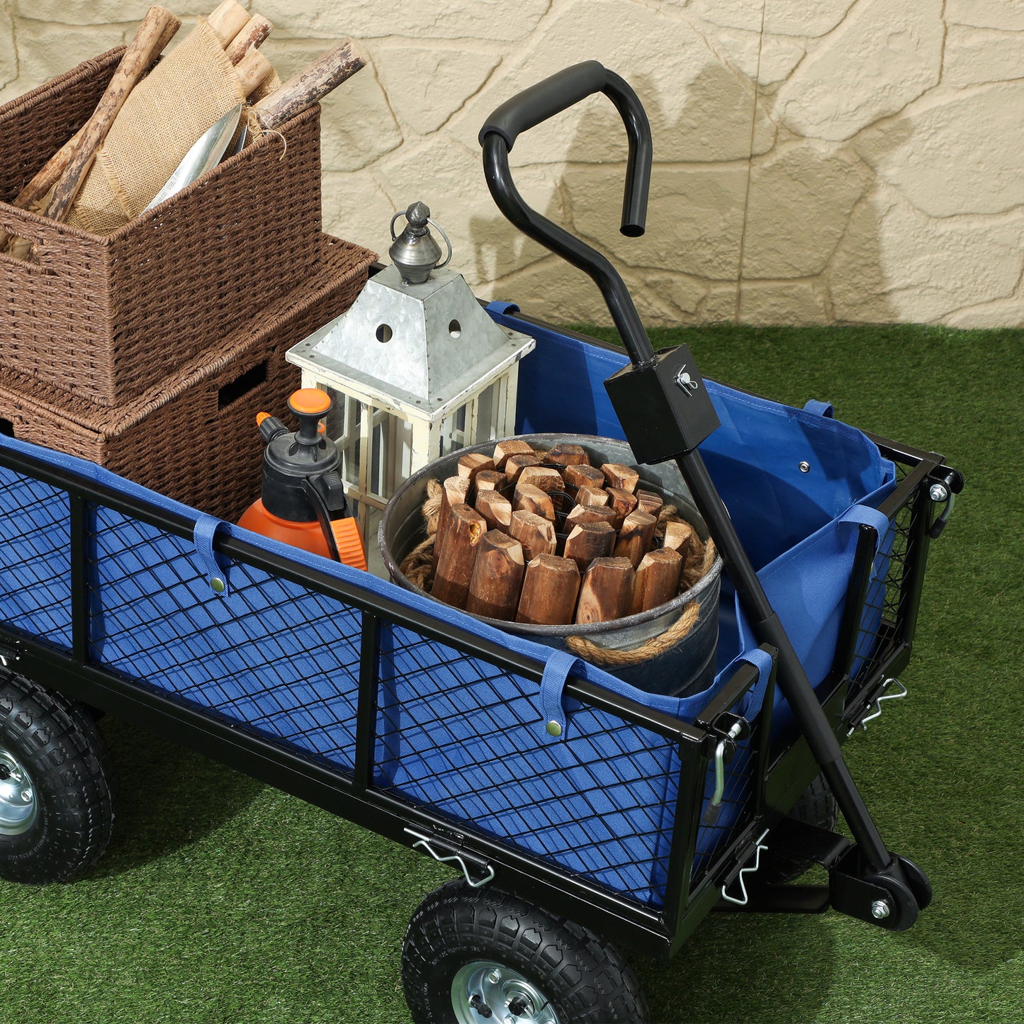 114L Steel Frame Garden Cart Trolley