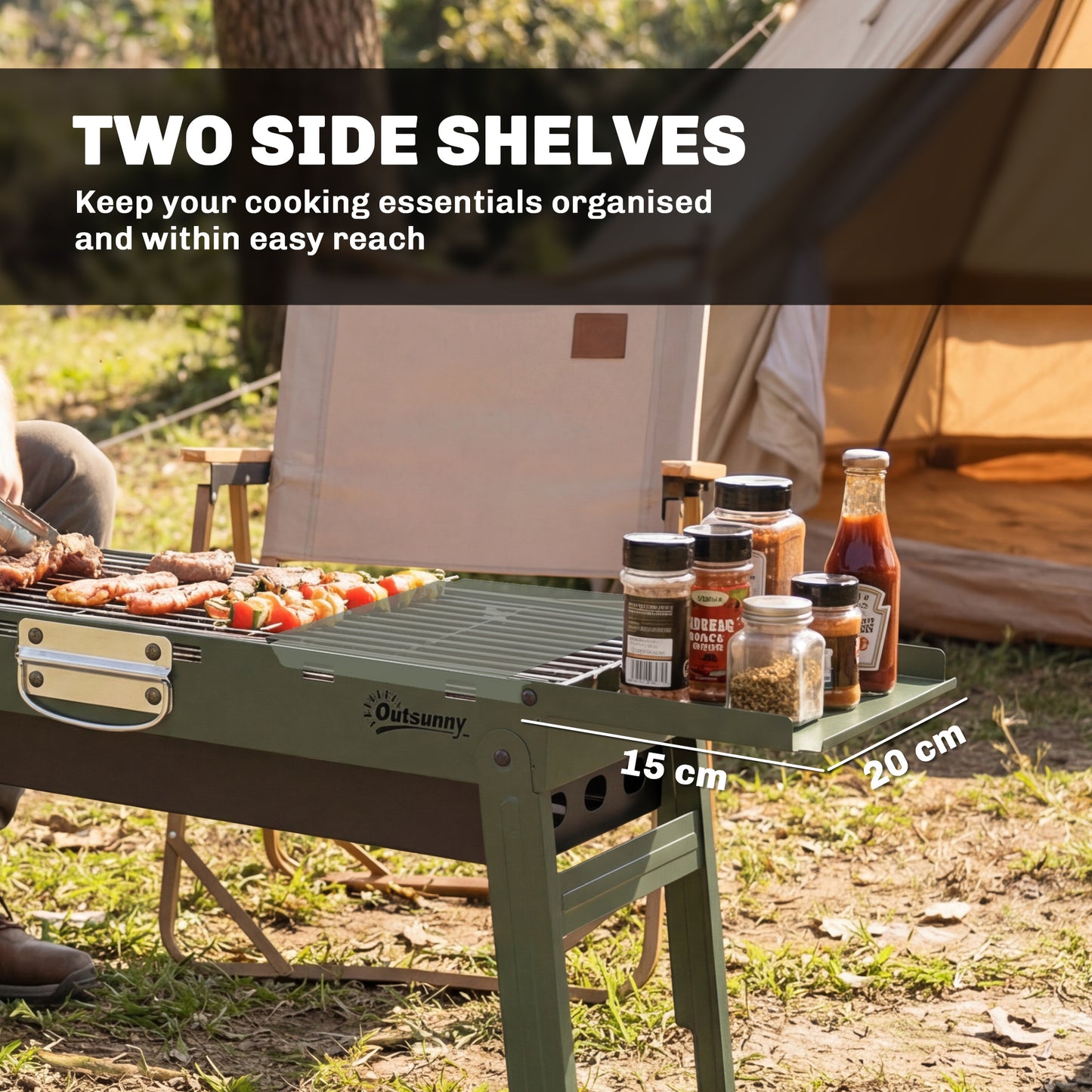 Portable BBQ Grill, Foldable Charcoal Grill for Camping and Picnics