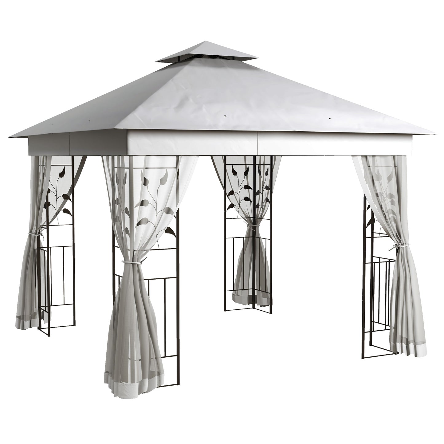 3 x 3m Steel Frame Double Roof Garden Gazebo