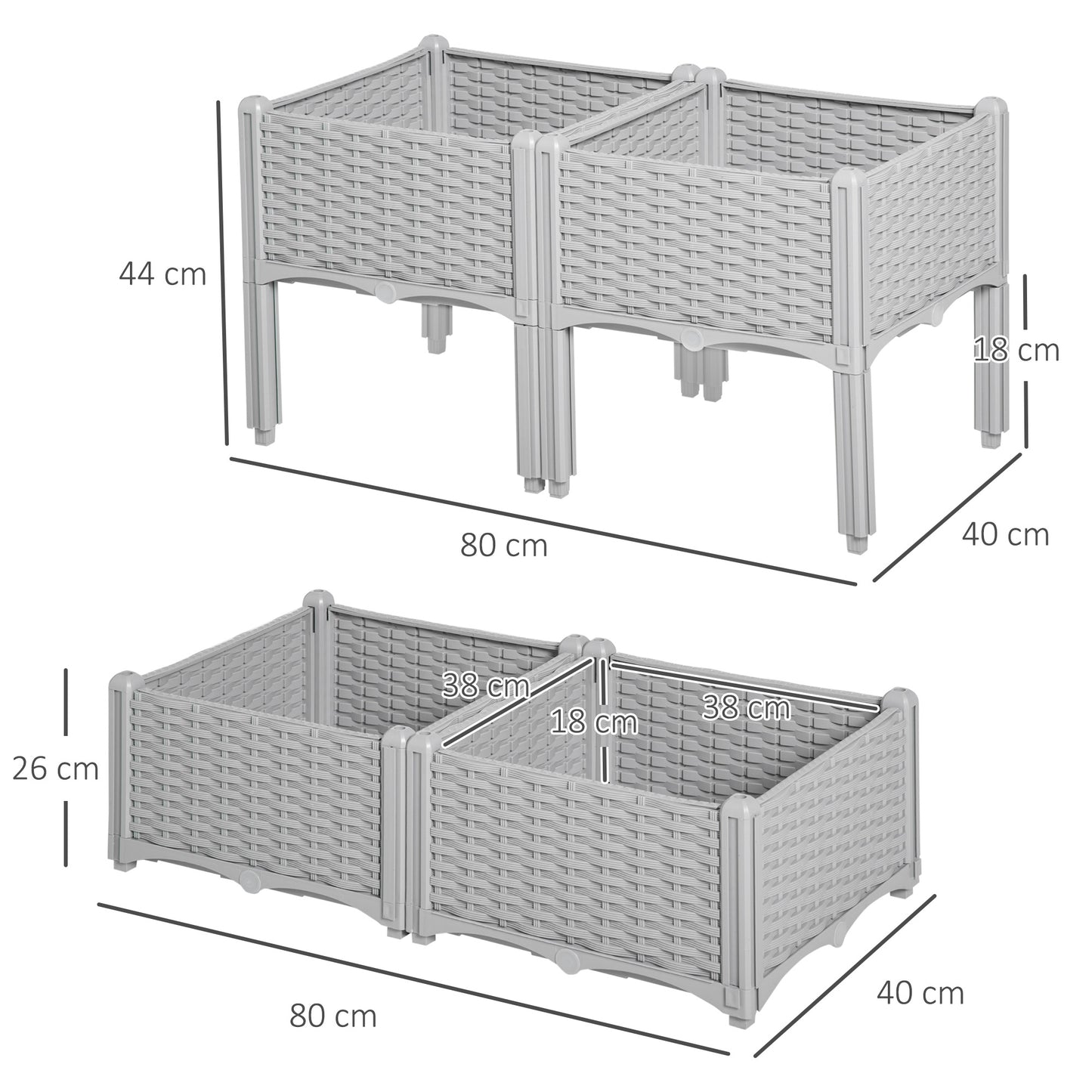 26L Garden Raised Bed Elevated Patio Flower Plant Planter Box PP