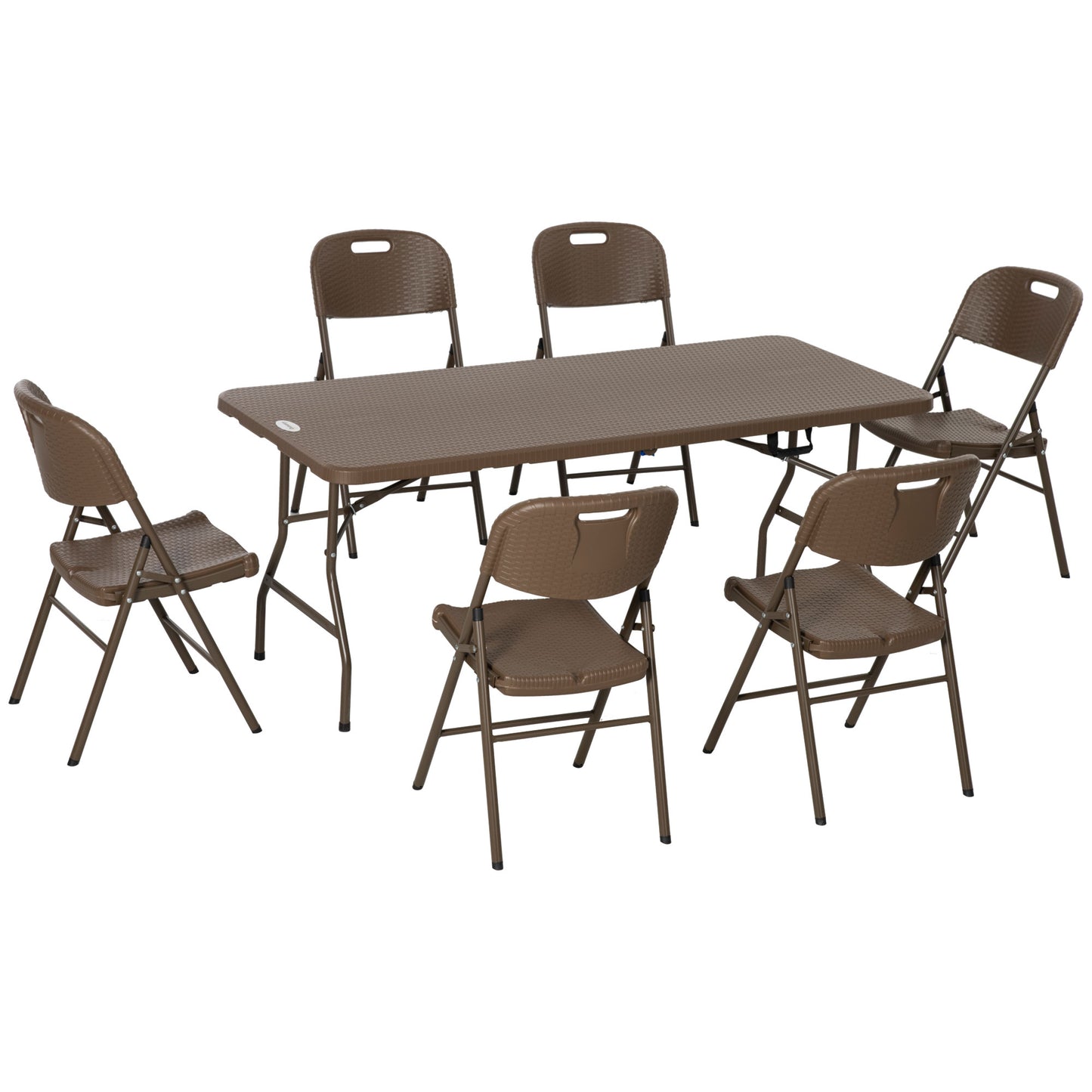 6 Seater Garden Dining Set, Rattan-Style HDPE Garden Furniture Set