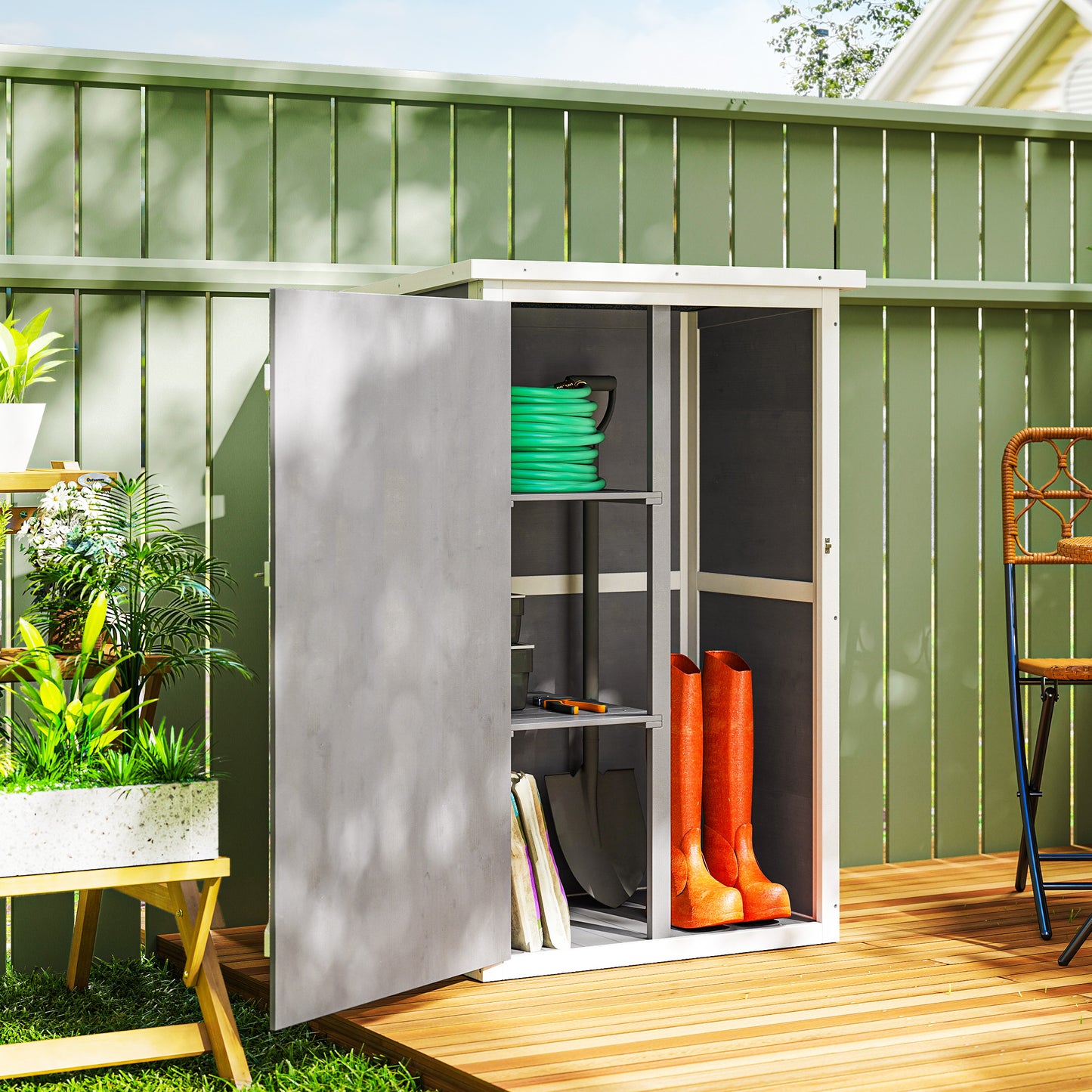 Wooden Small Shed, Garden Storage Shed with Shelves and Bolt Latch