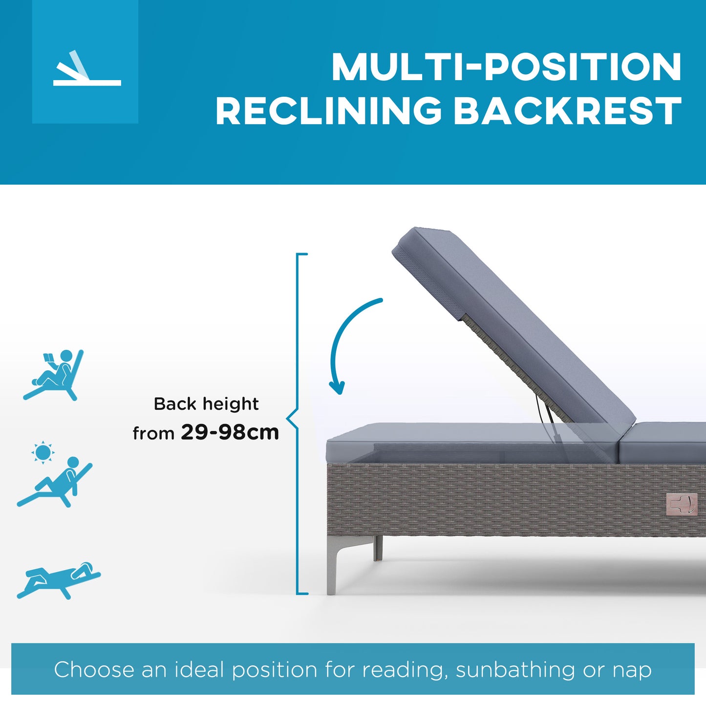 Outdoor PE Rattan Sun Lounger Set of 2