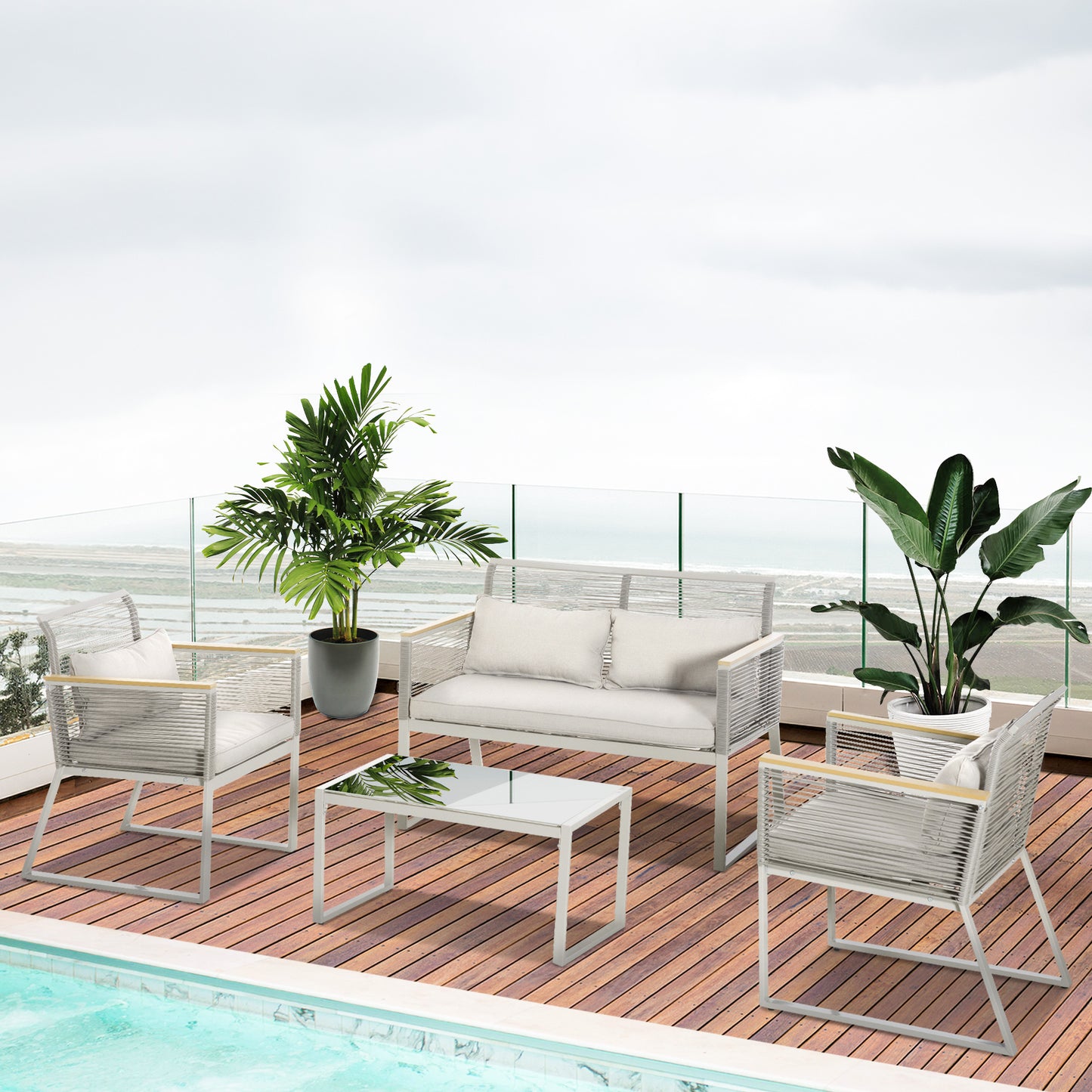 4 Pieces Rattan Garden Furniture Set (5)