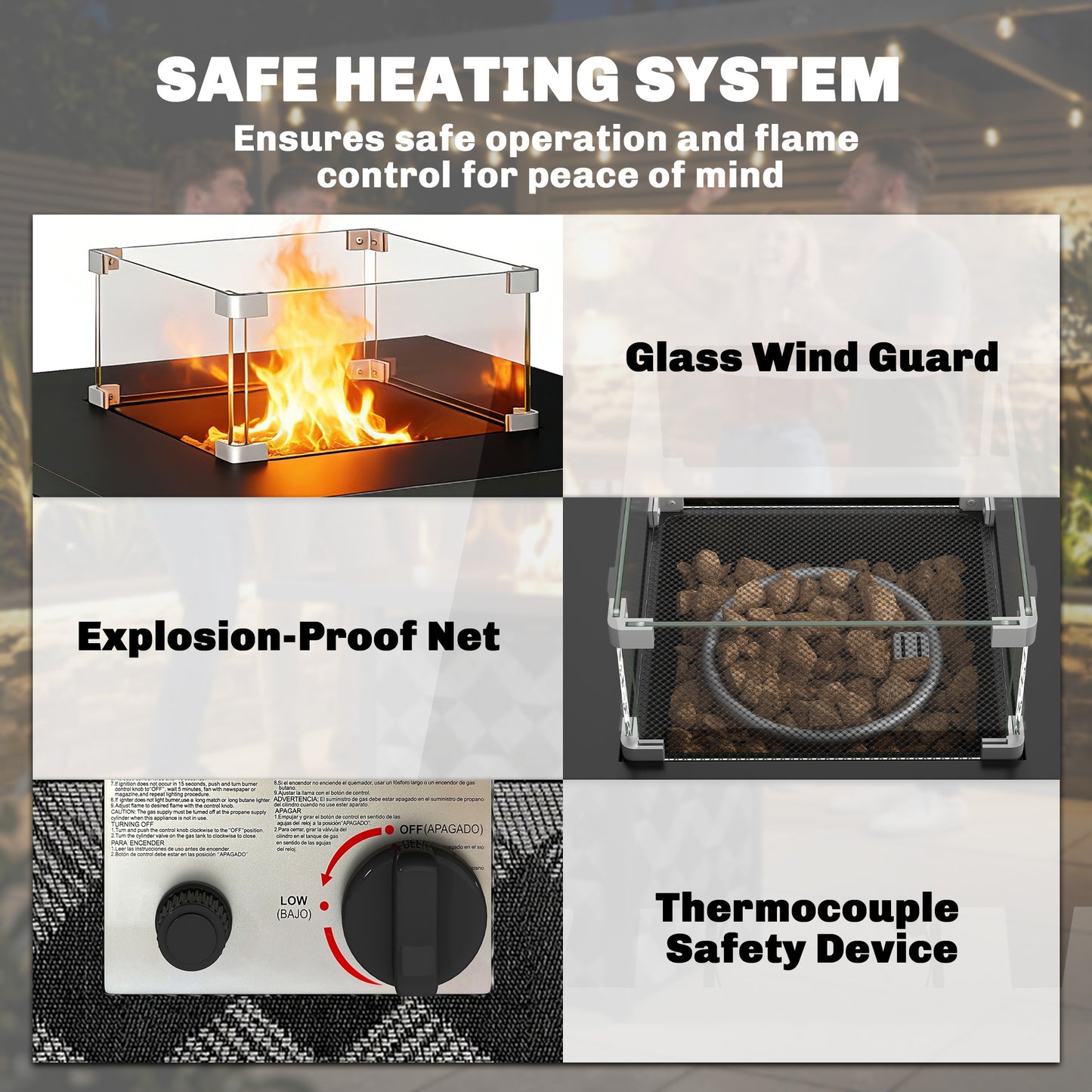 Square Propane Gas Fire Pit Table (2)