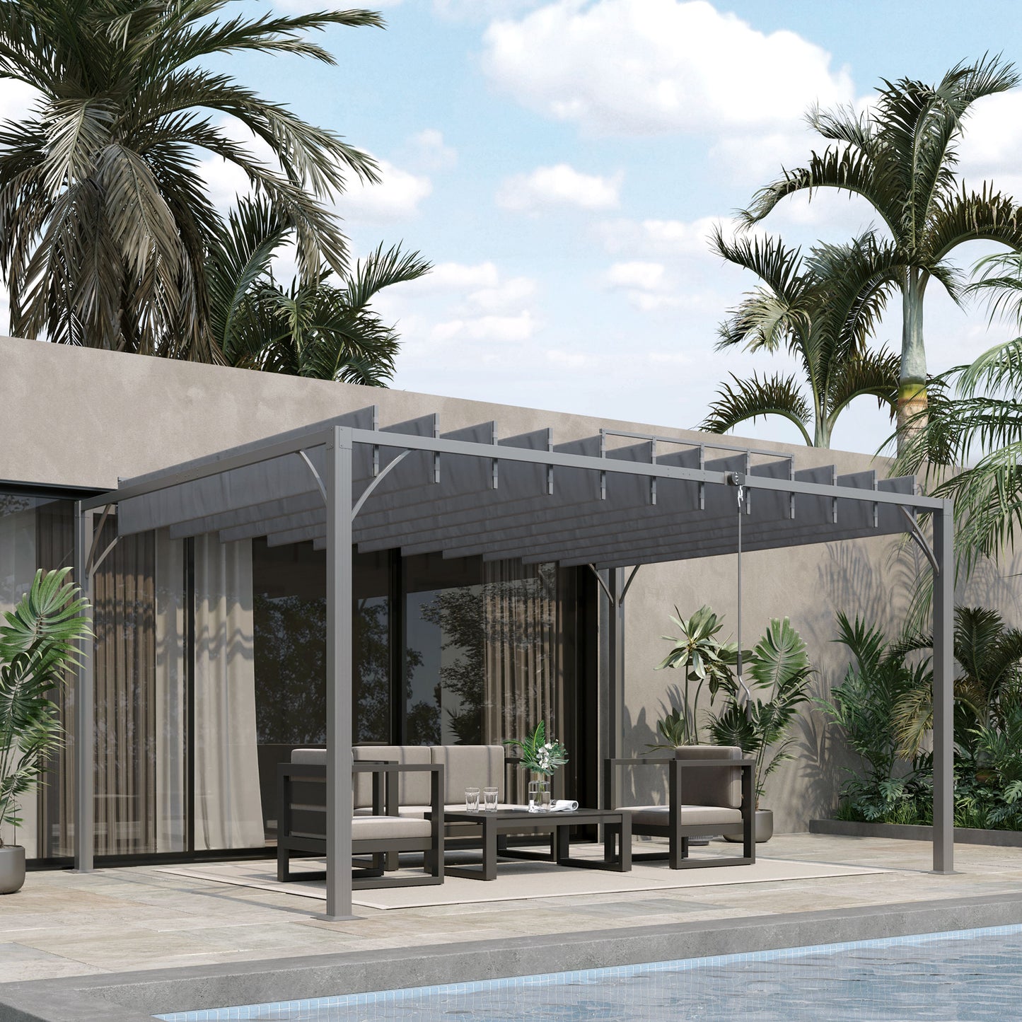 4 x 3(m) Outdoor Pergola with Retractable Roof