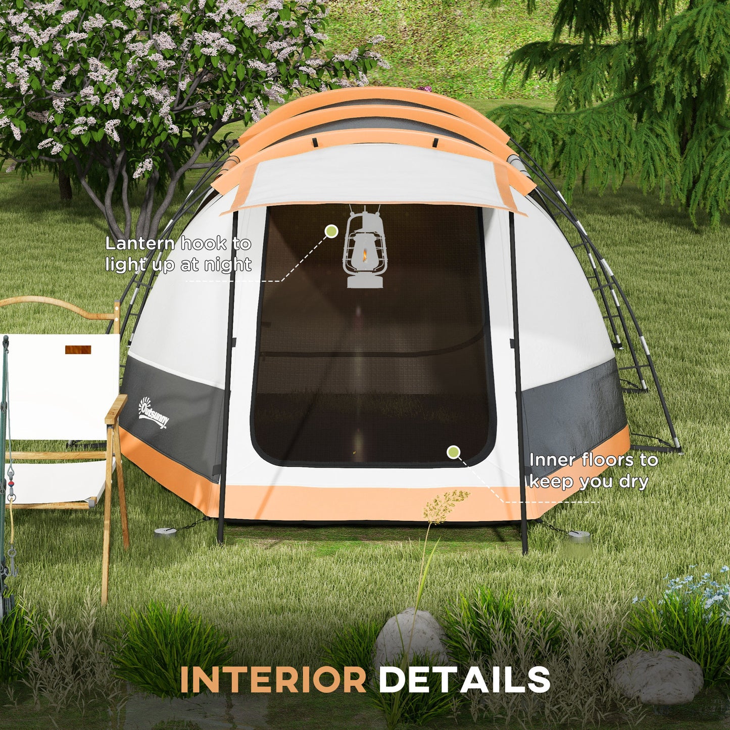 Three-Man Camping Tent, with Two Rooms and Porch